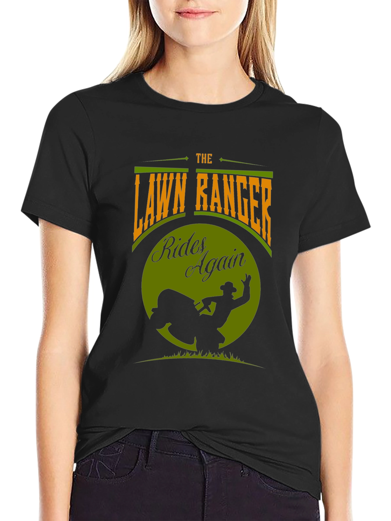 Black The Lawn Ranger T-Shirt - Rides Again Design view 2