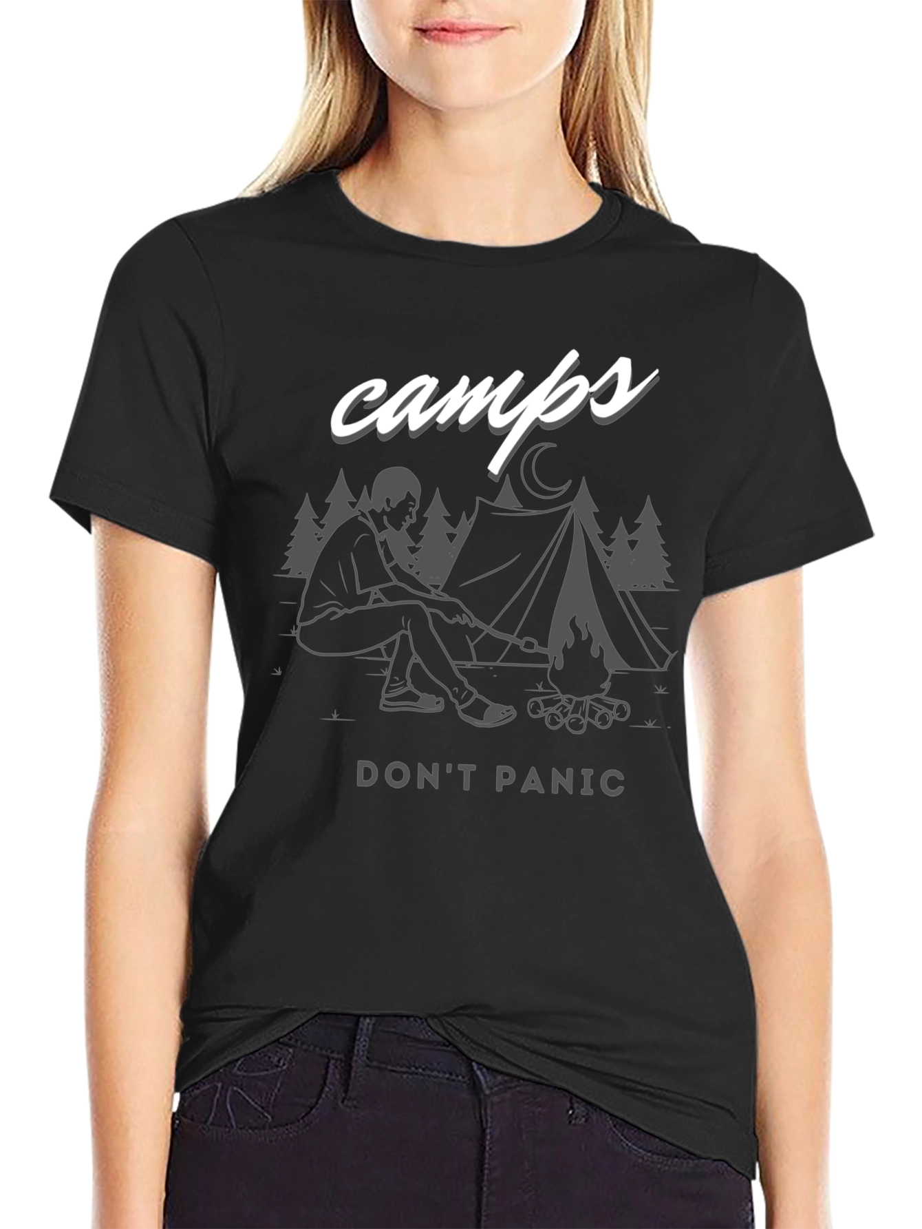 Black Camps "Don't Panic" Graphic T-Shirt view 2