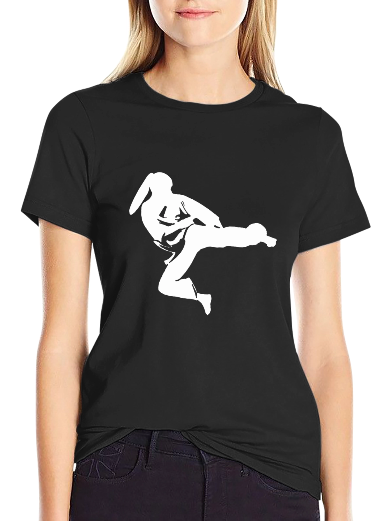 Black Karate Kick T-Shirt - Black Graphic Tee view 2