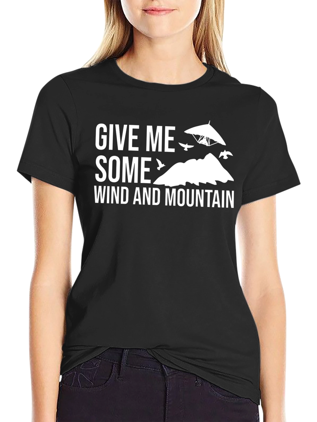Black Give Me Some Wind and Mountain T-Shirt view 2