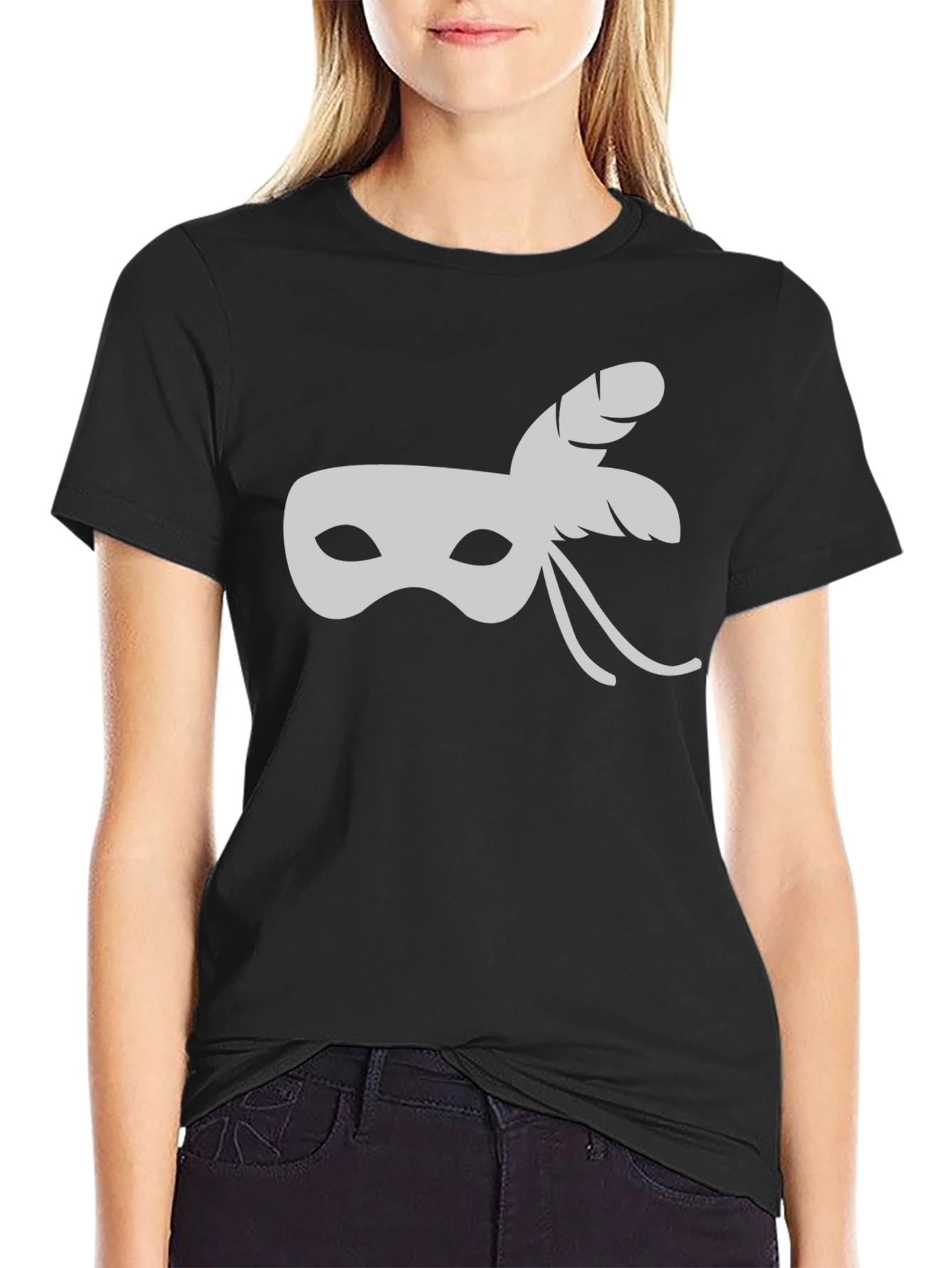 Black Masquerade Mask T-Shirt - Stylish & Unique view 2