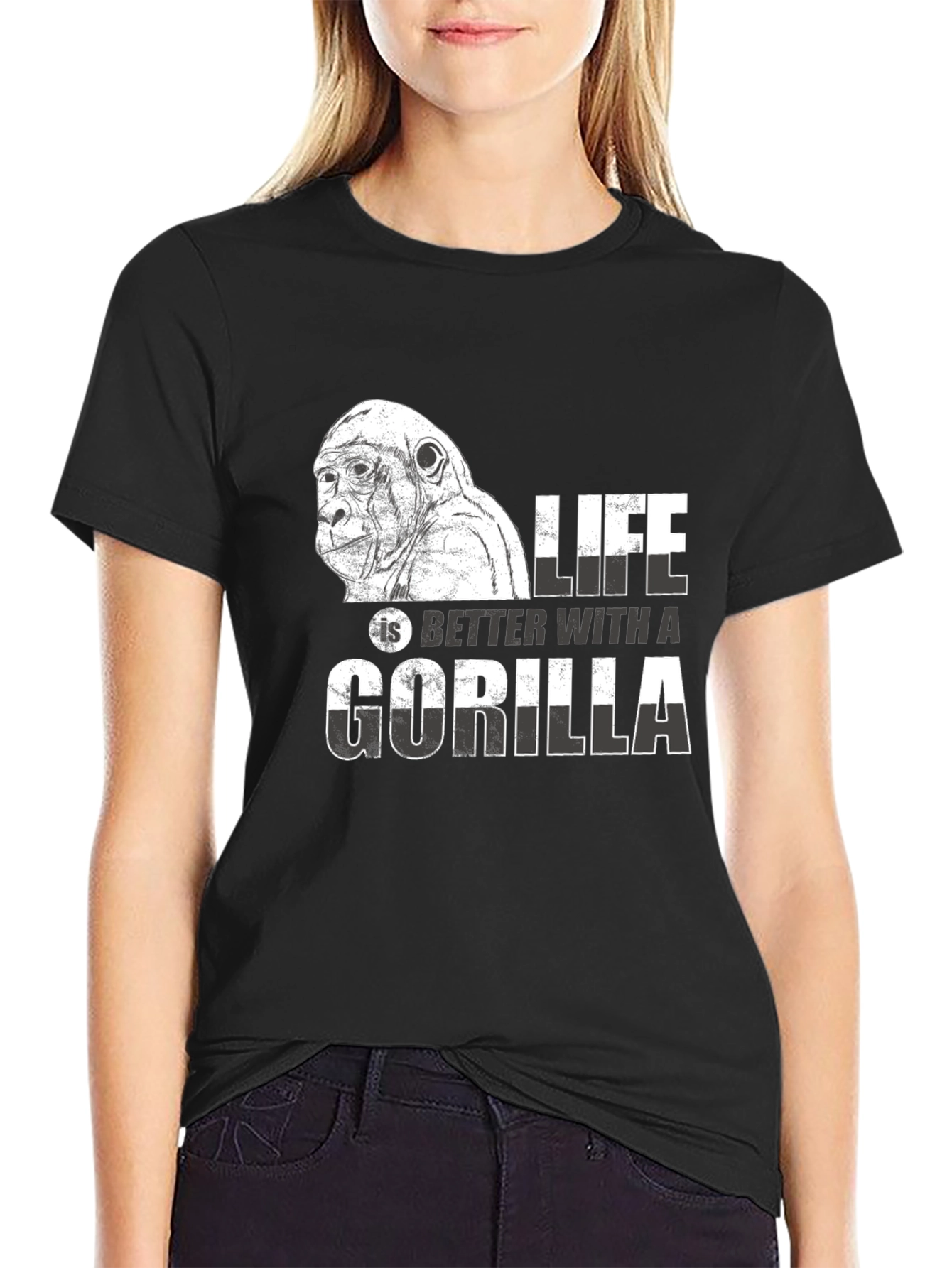 Black Life is Better with a Gorilla Graphic T-Shirt view 2