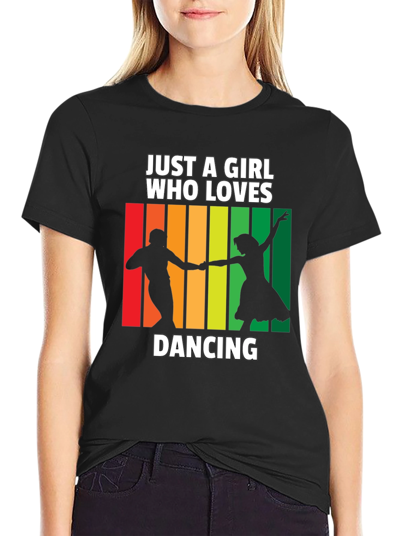 Black Dancing Lover T-Shirt: Just a Girl Who Loves Dancing Tee view 2