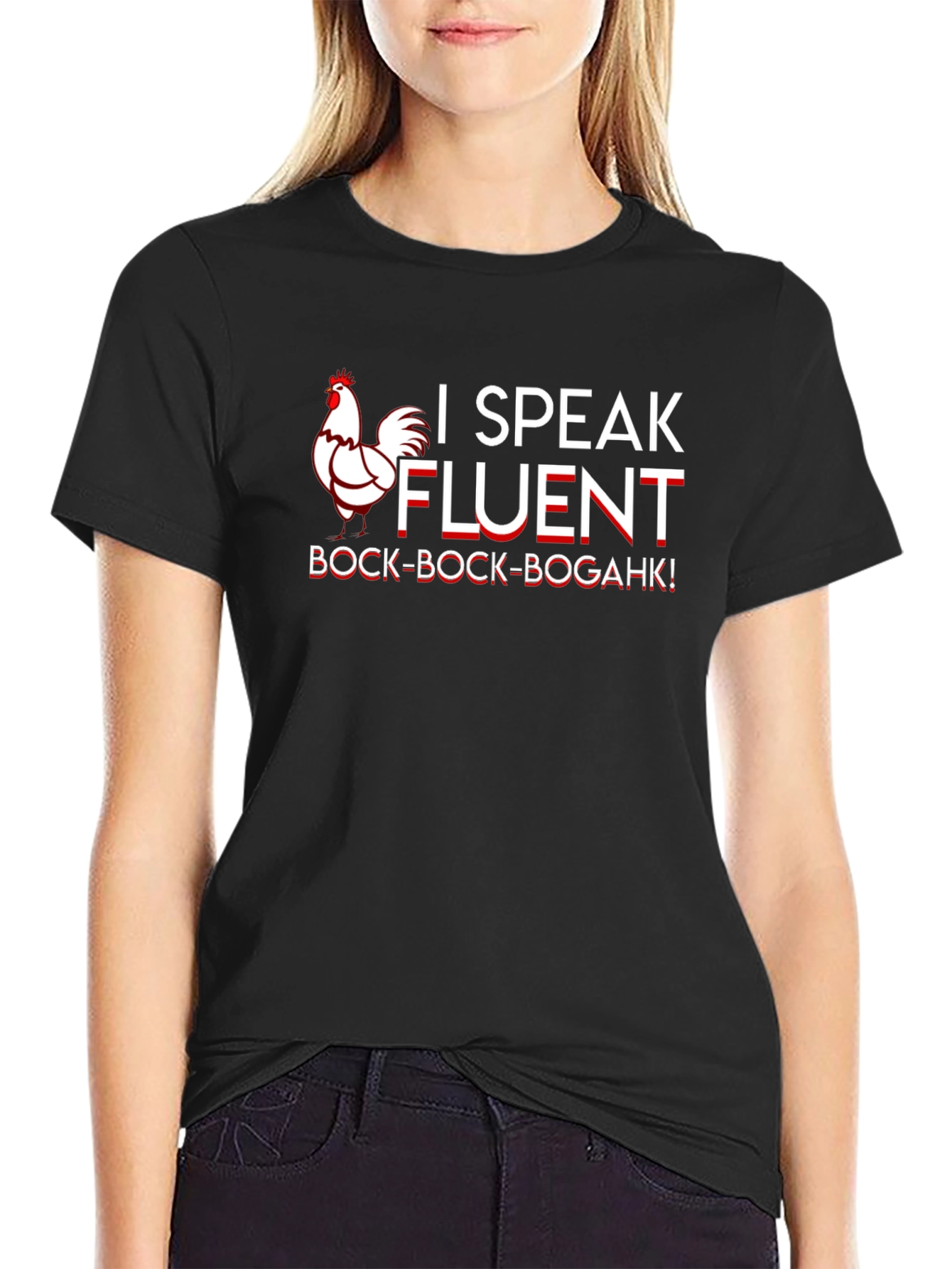 Black Funny I Speak Fluent Chicken T-Shirt view 2