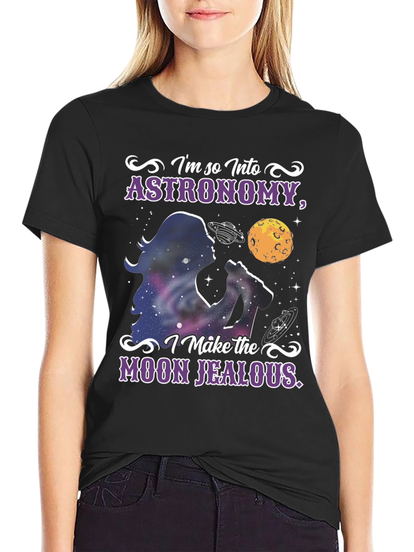 Black Astronomy Fan Black T-Shirt view 2