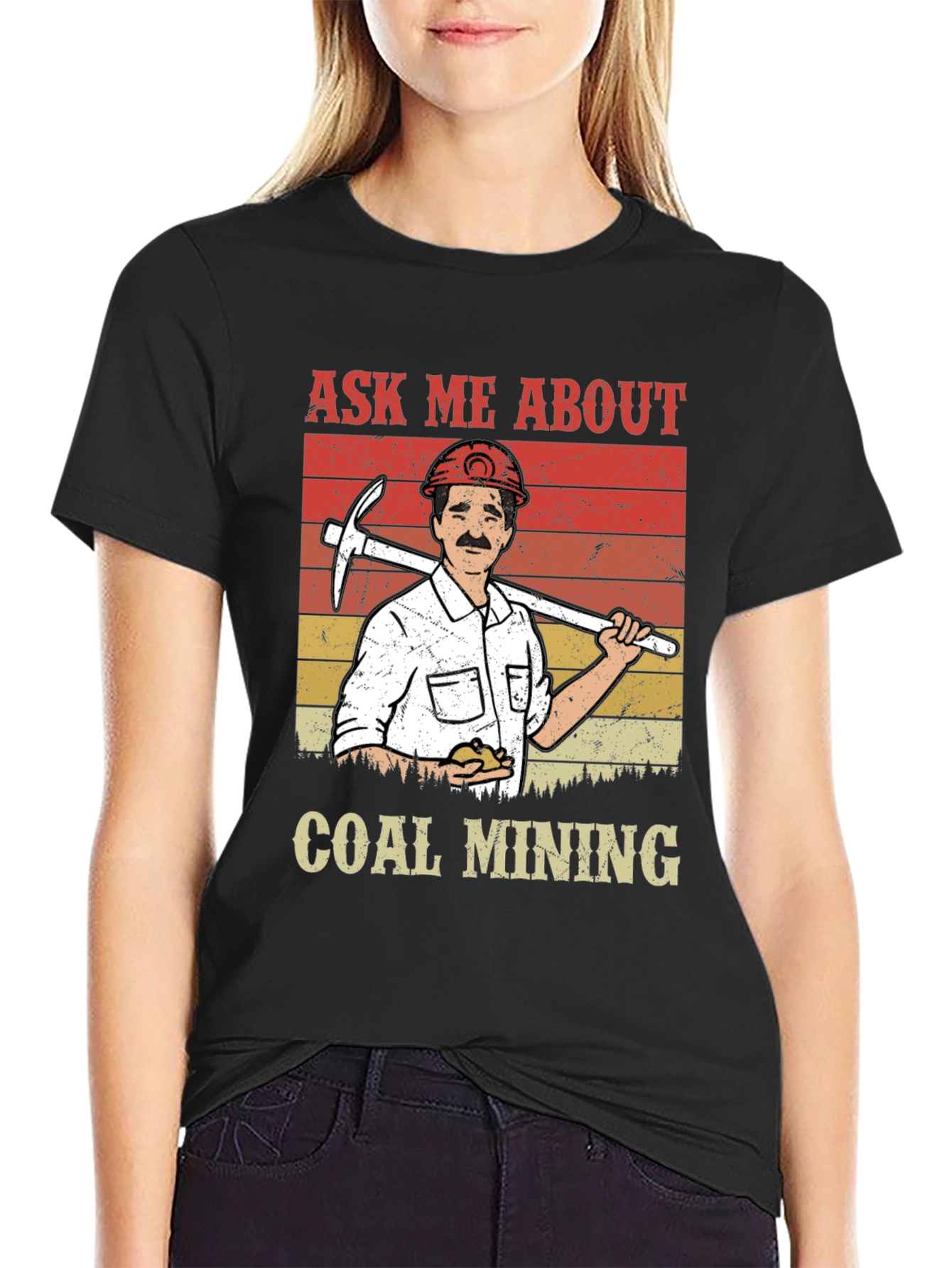 Black Ask Me About Coal Mining T-Shirt view 2