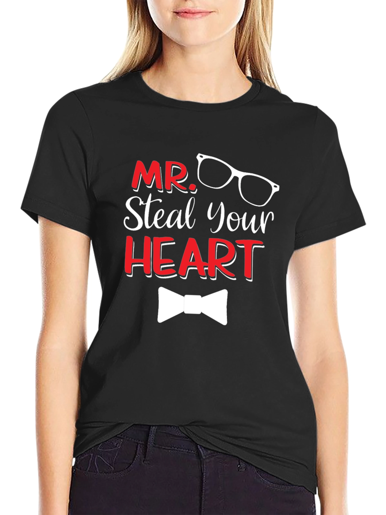 Black Mr. Steal Your Heart Graphic T-Shirt view 2
