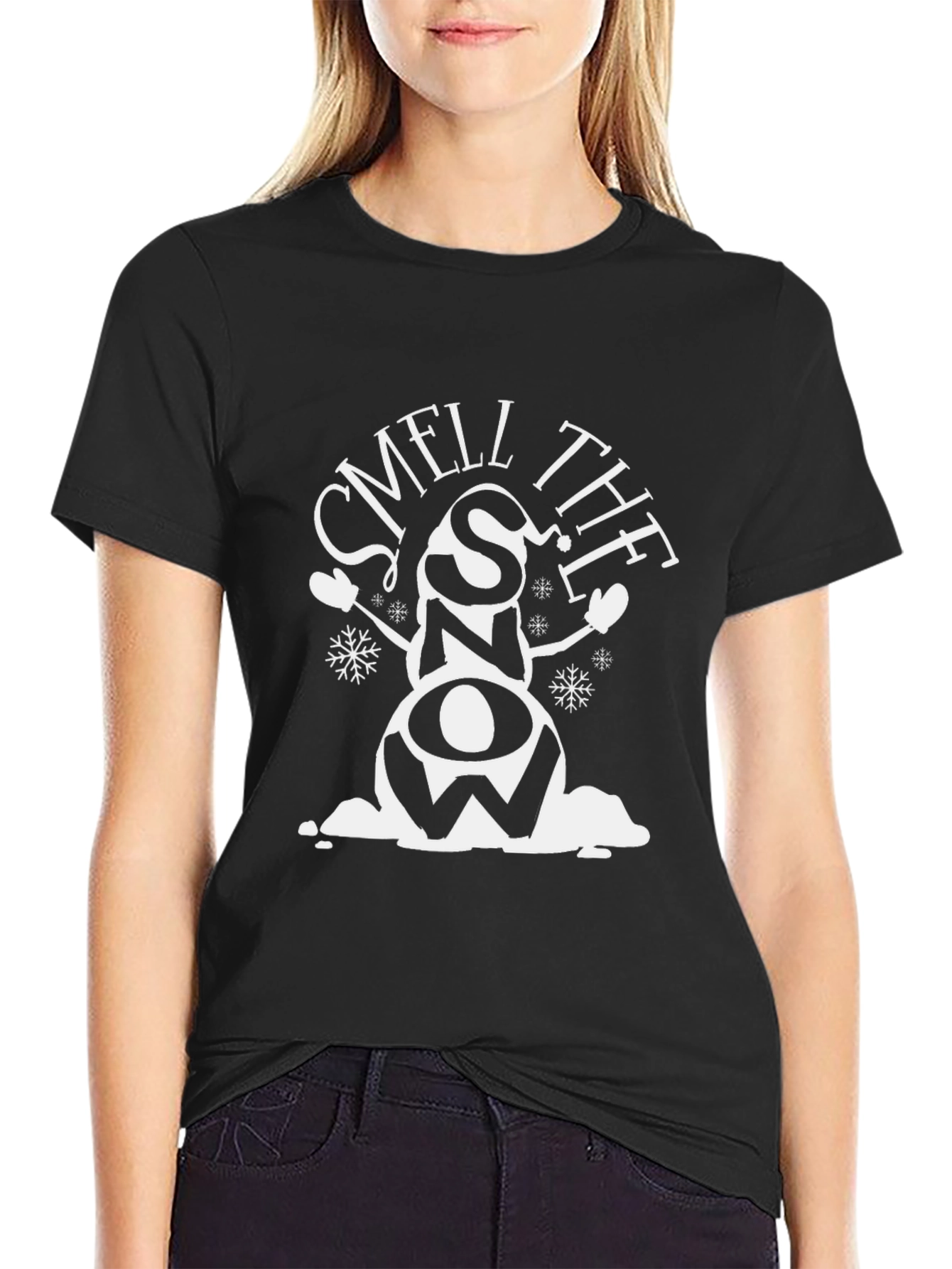 Black Smell the Snow Holiday T-Shirt view 2
