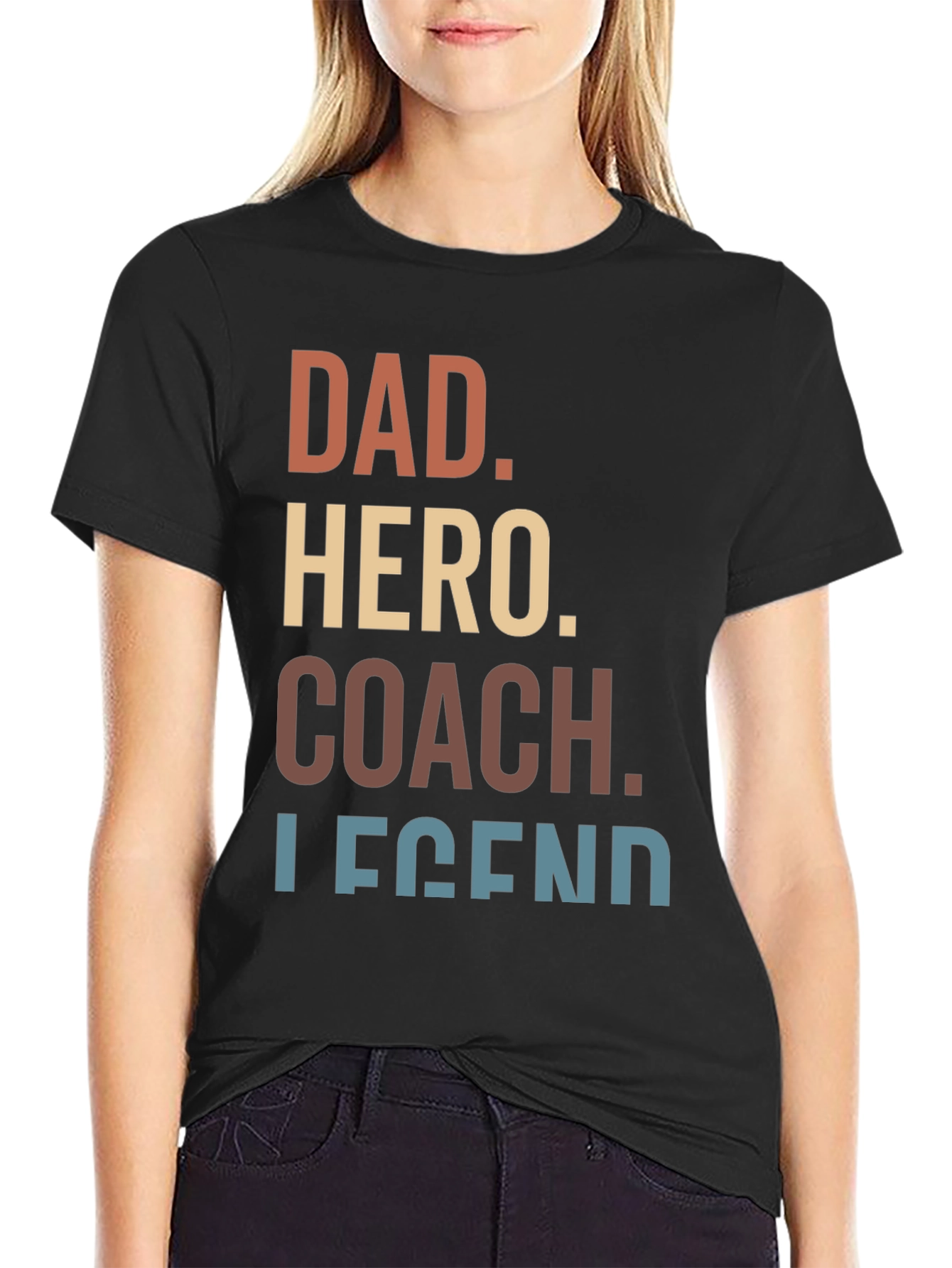 Black Dad Hero Coach Legend Graphic Tee view 2