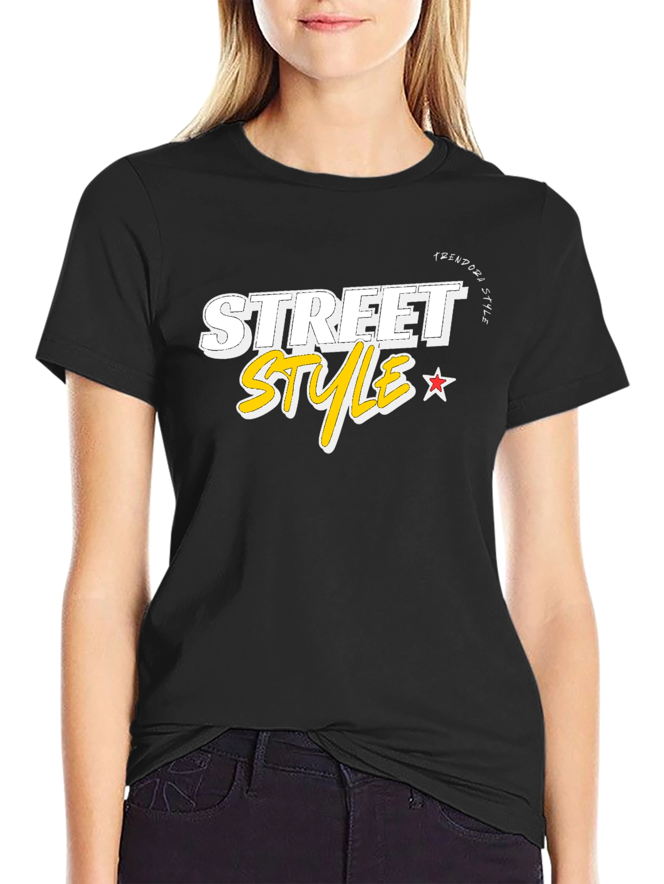 Black Trendy Men's Black Street Style Graphic Tee view 2