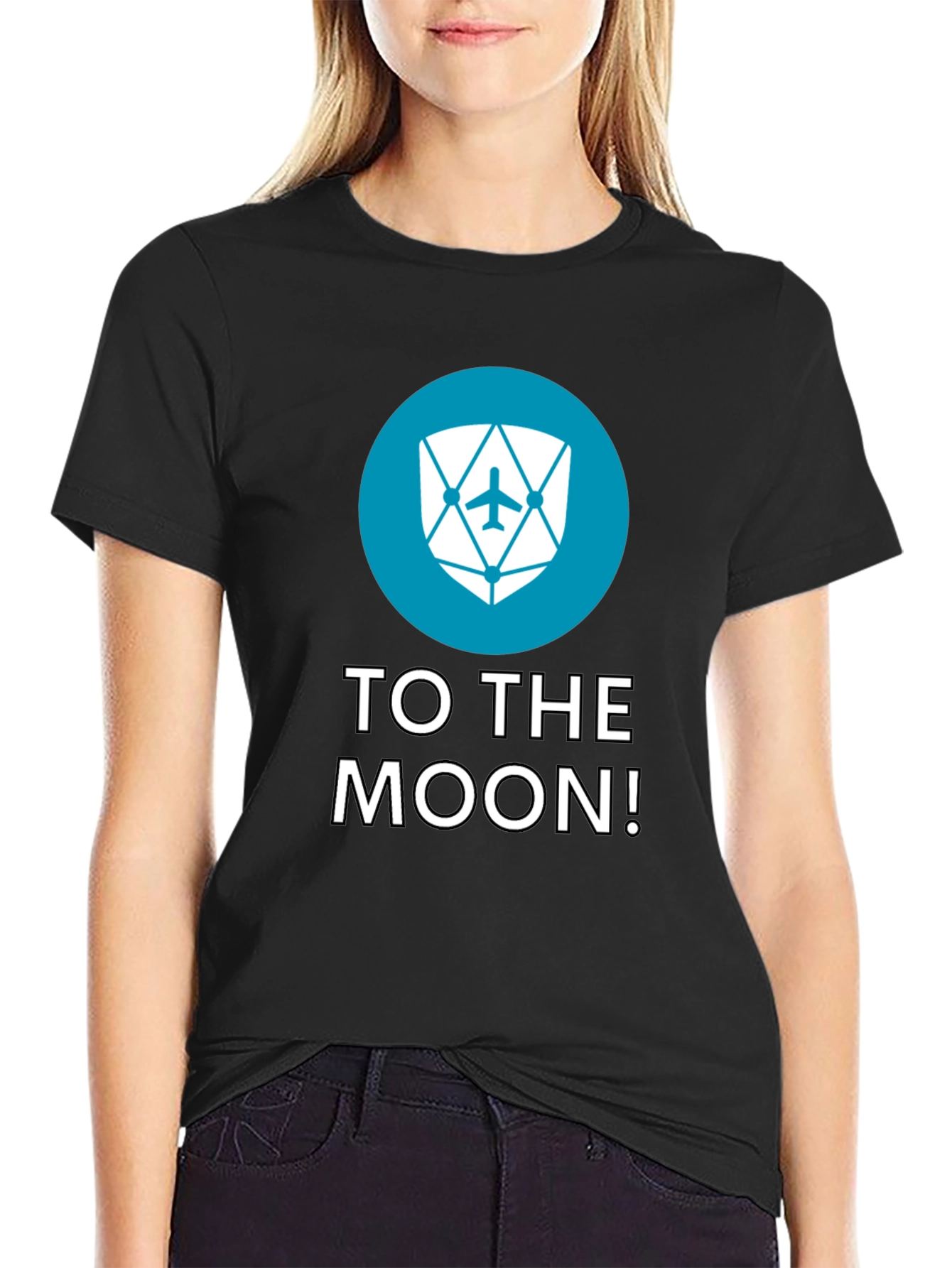 Black To The Moon Black Tee - Crypto Inspired Design view 2