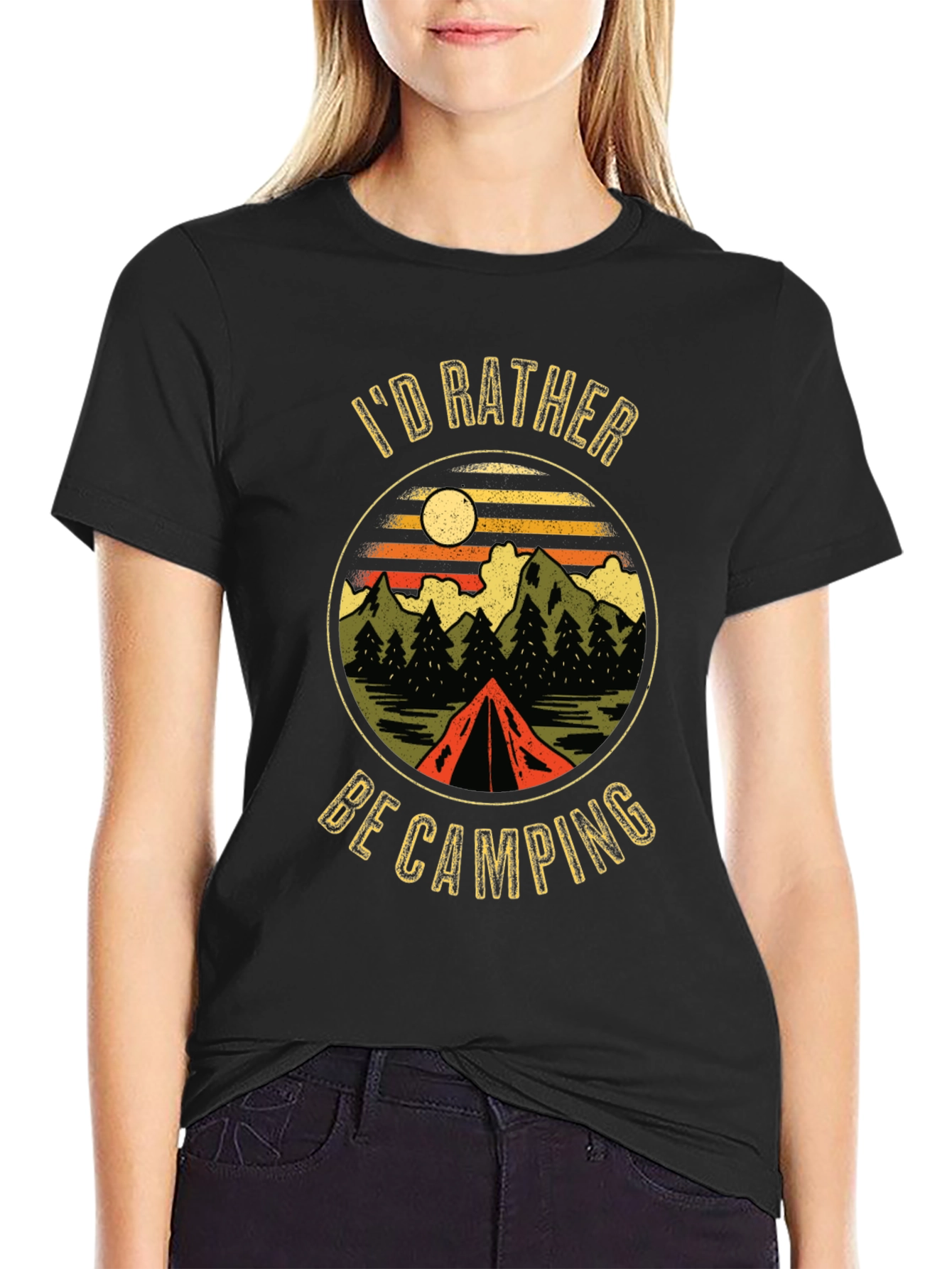 Black Camping Graphic T-Shirt view 2