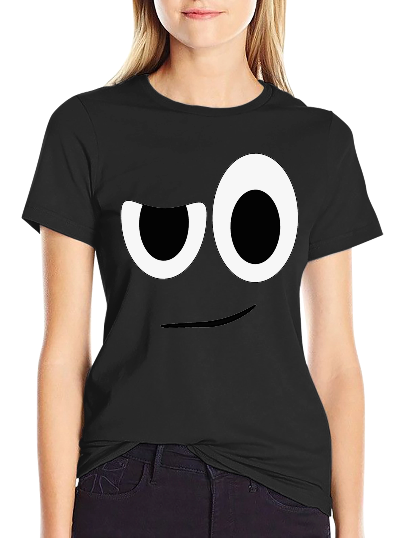 Black Winking Face Graphic Tee - Funny Unisex T-Shirt view 2