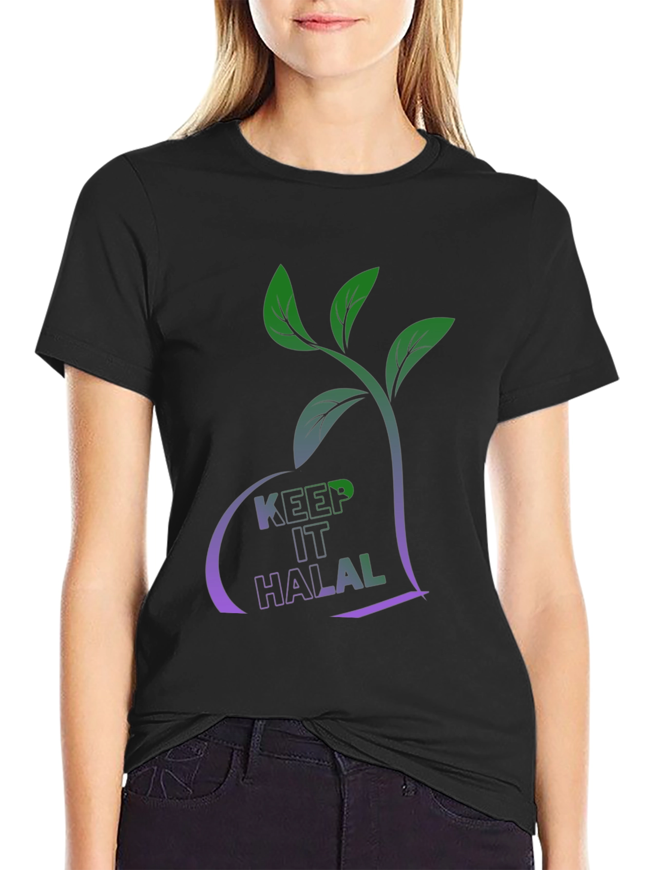 Black Keep It Halal T-Shirt - Plant Based Design view 2