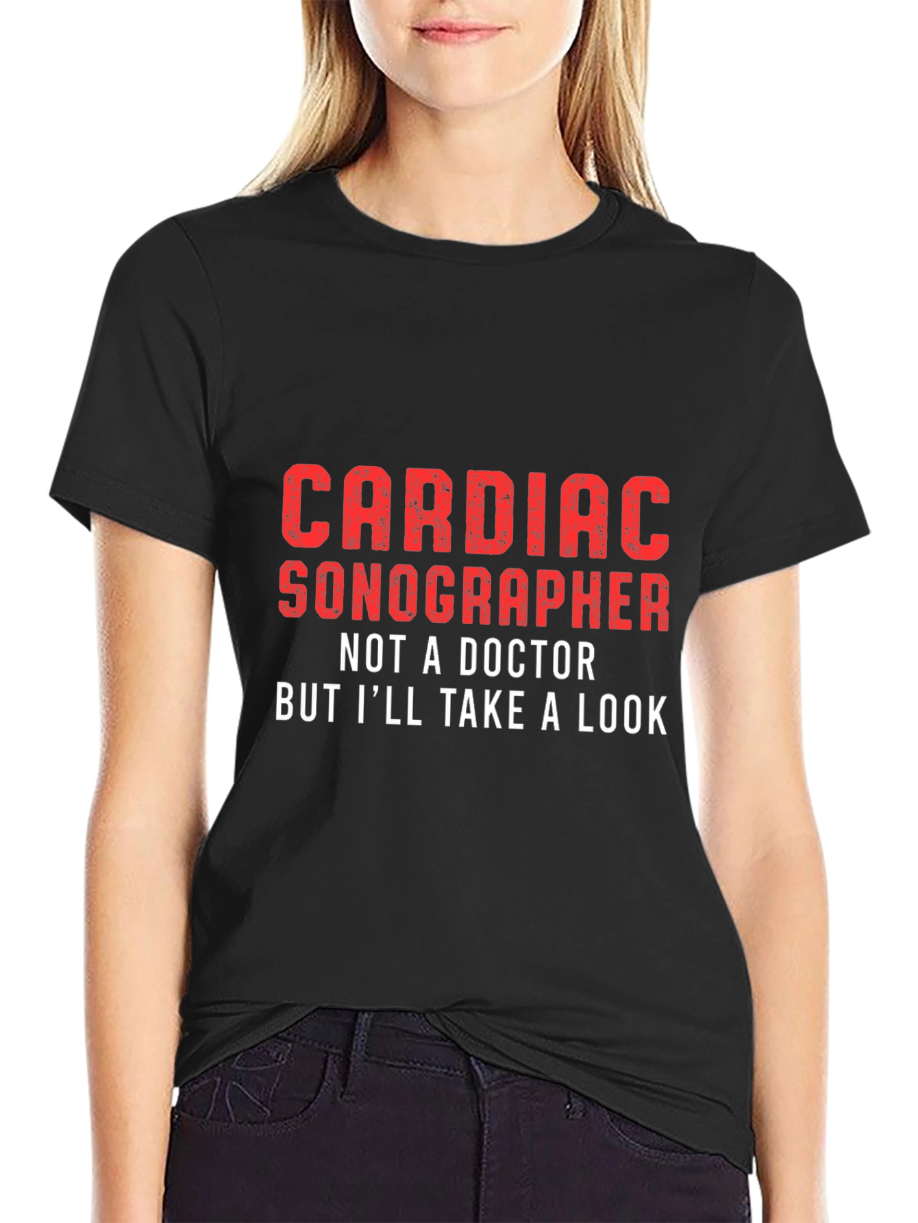 Black Cardiac Sonographer Graphic Tee - Funny Medical Shirt view 2