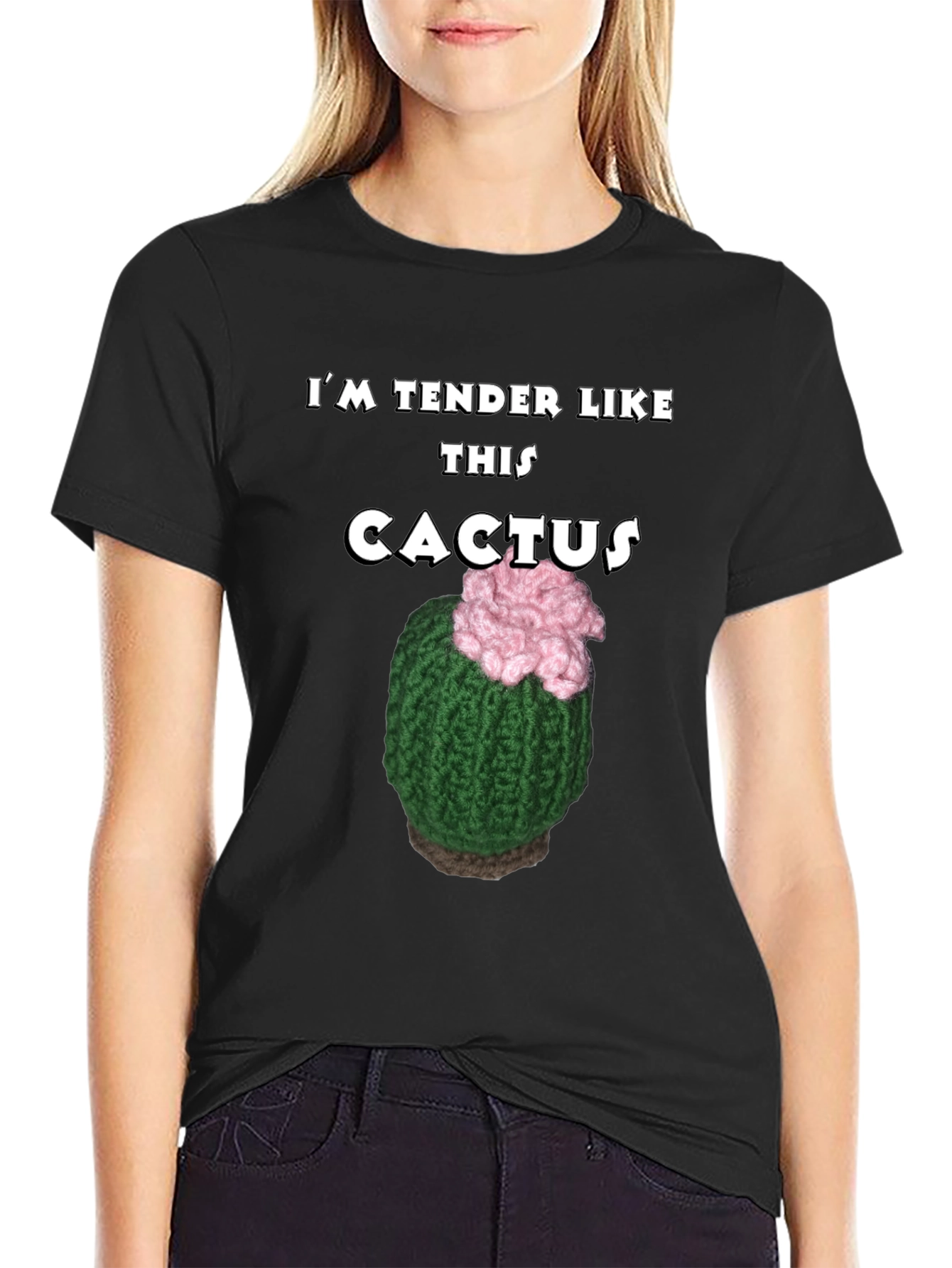 Black Tender Like This Cactus T-Shirt Funny Statement Tee view 2