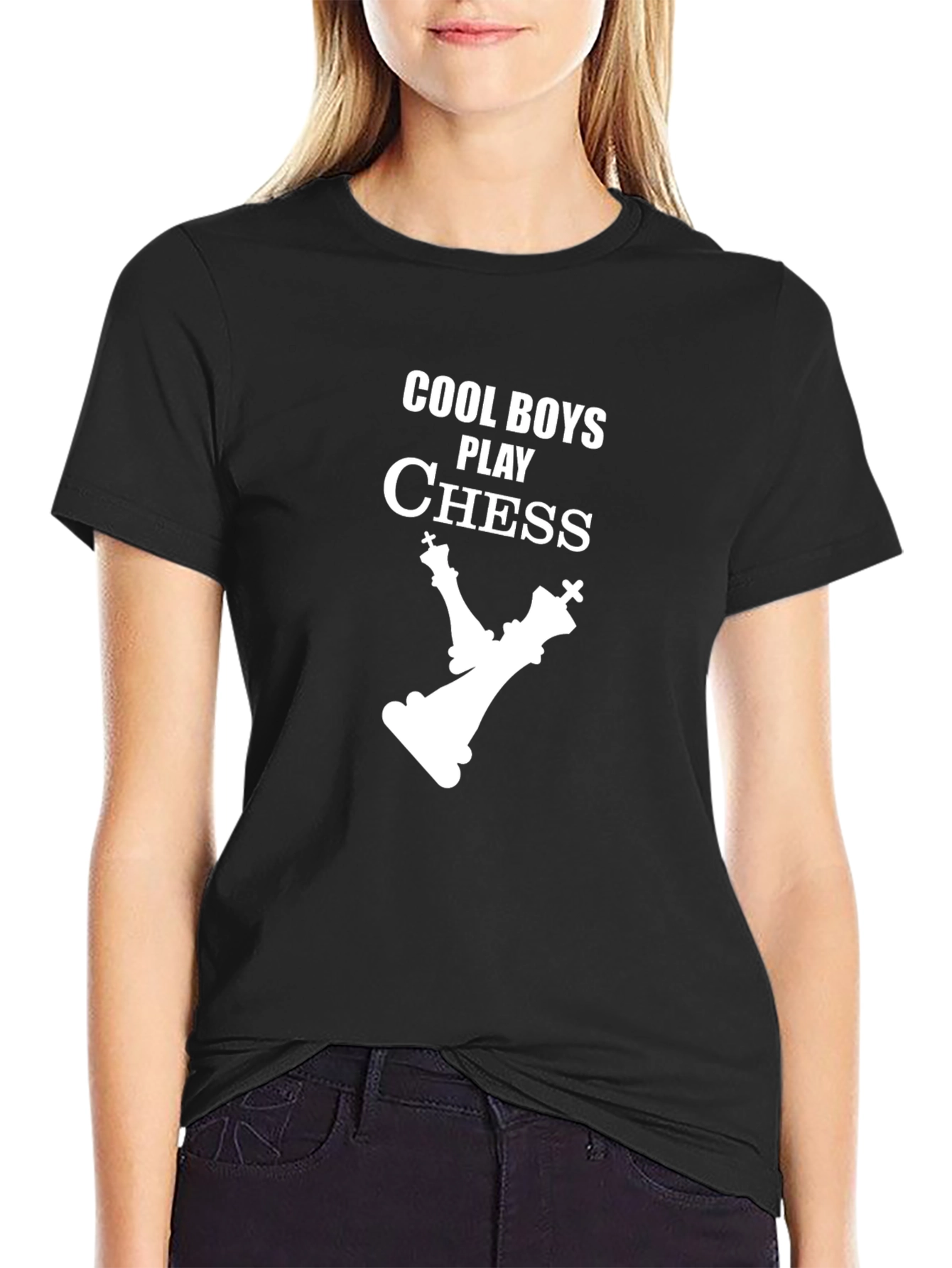 Black Cool Boys Play Chess Graphic T-Shirt view 2
