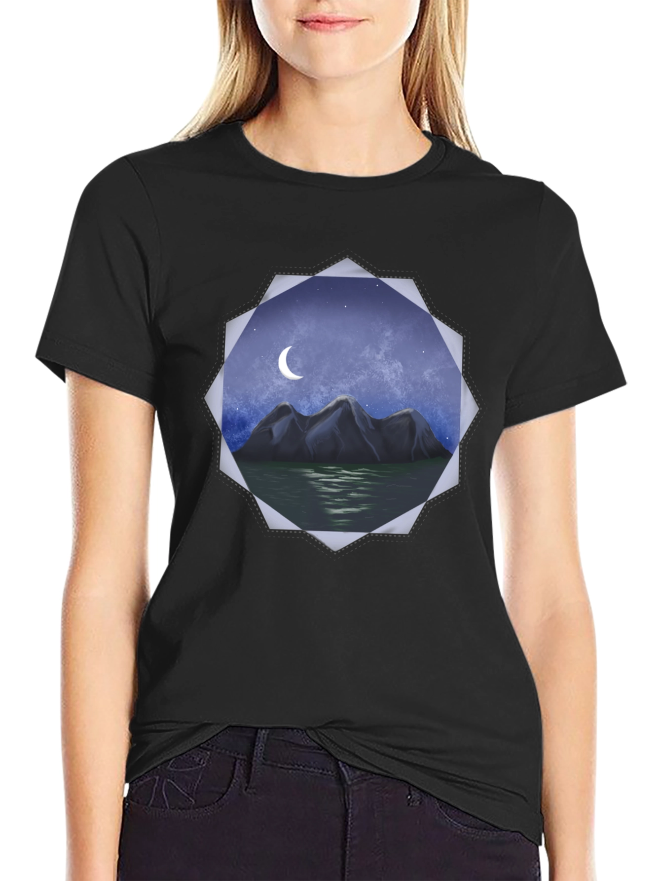 Black Mountain Moon Graphic Tee - Black view 2