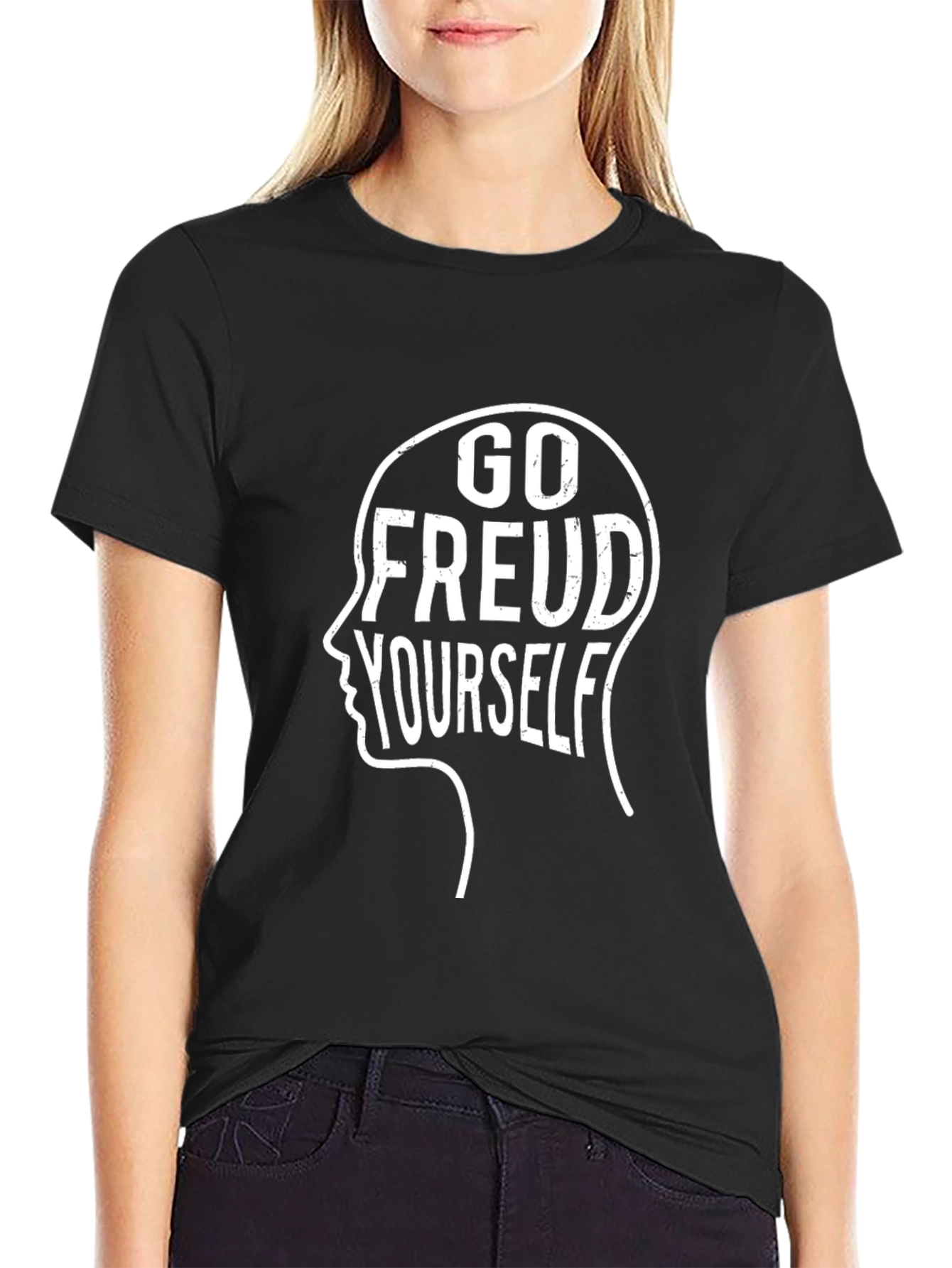 Black Go Freud Yourself T-Shirt - Psychology Humor view 2