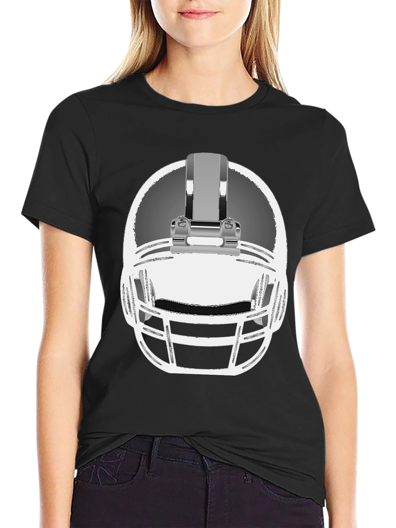 Black Football Helmet Graphic Tee - Black view 2