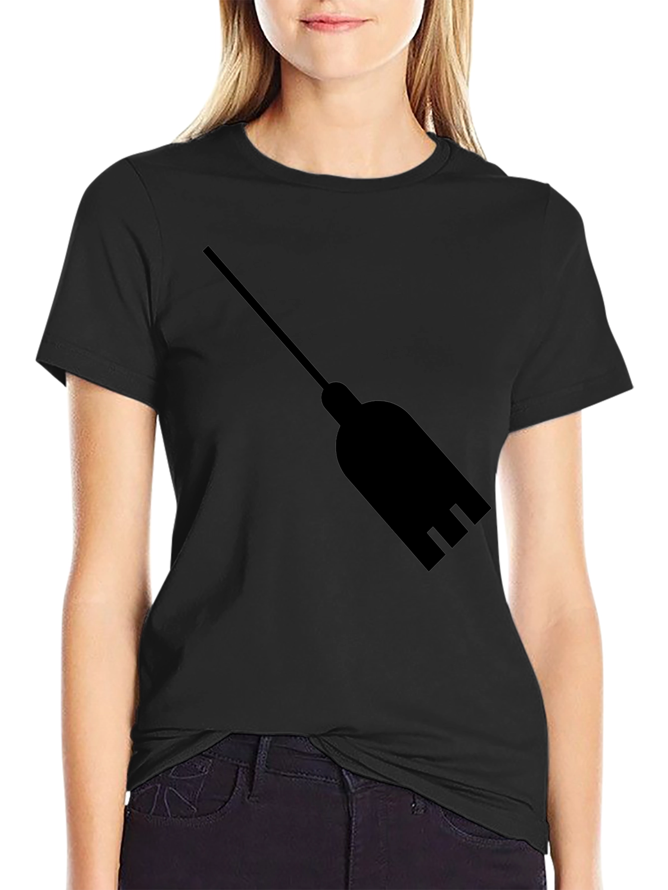 Black Broomstick Graphic Tee - Classic Black T-Shirt view 2