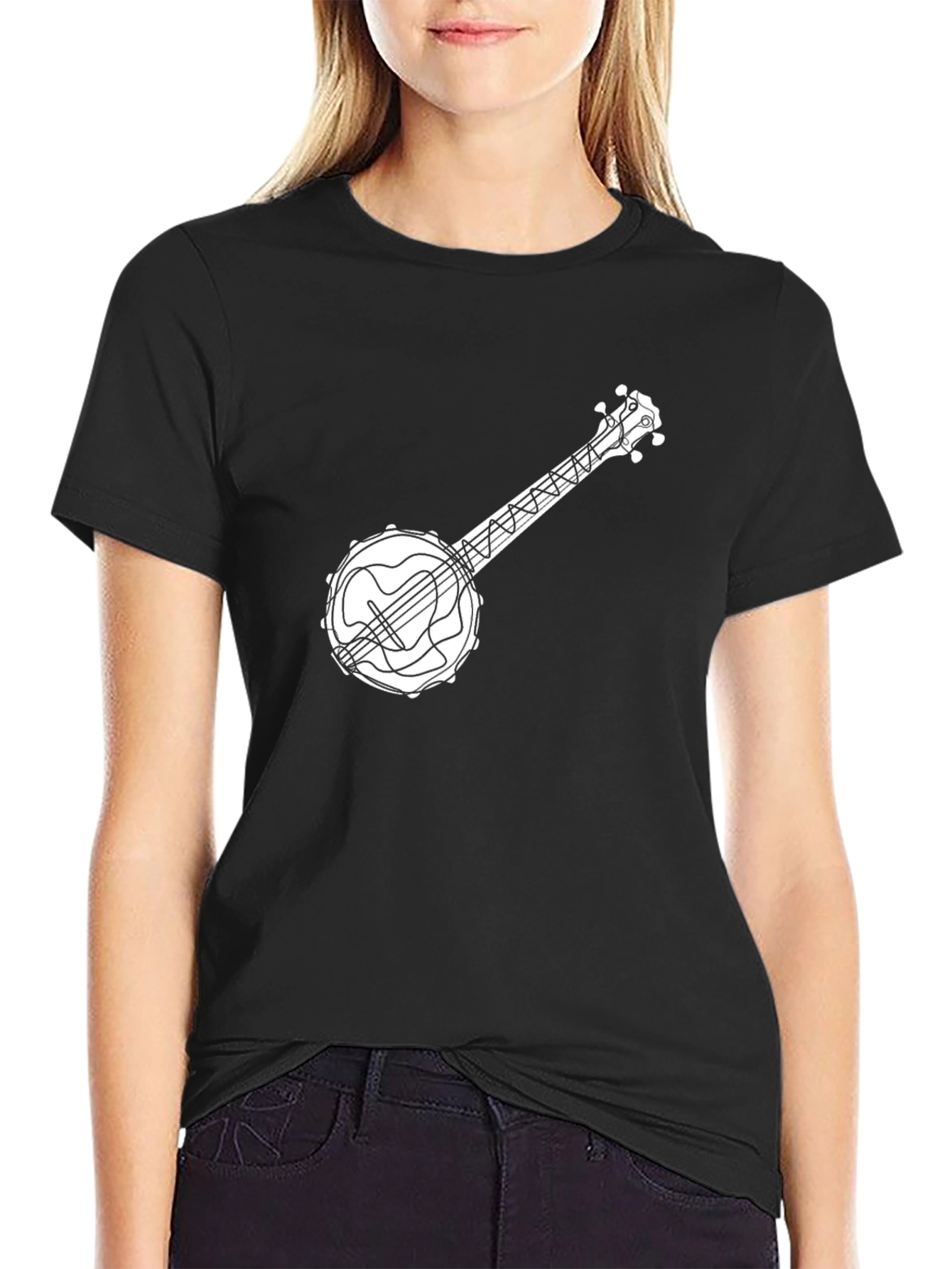 Black Banjo Graphic Tee - Music Lover's T-Shirt view 2