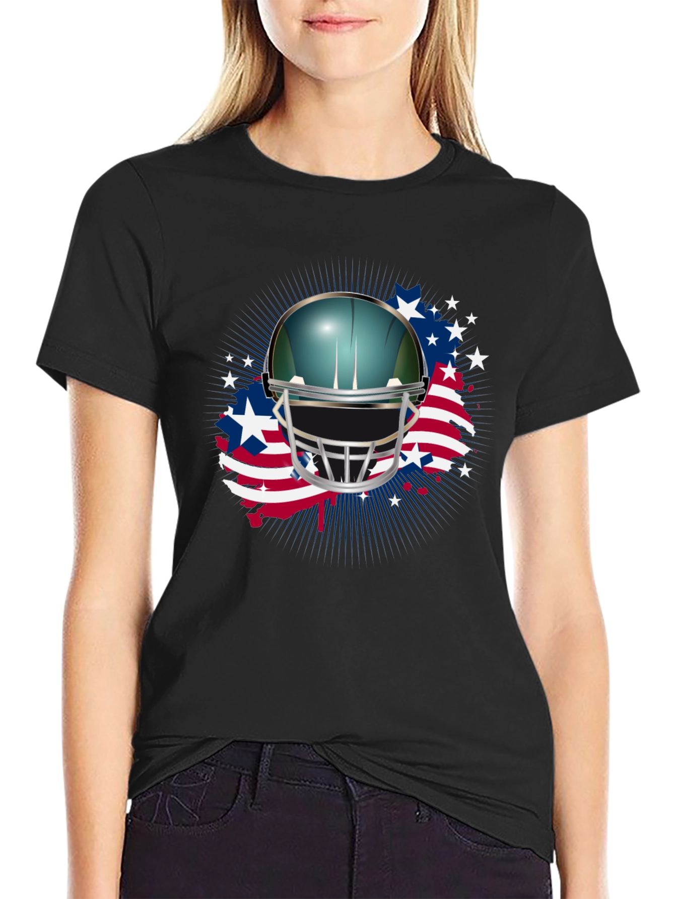 Patriotic Football Helmet Graphic Tee - 2