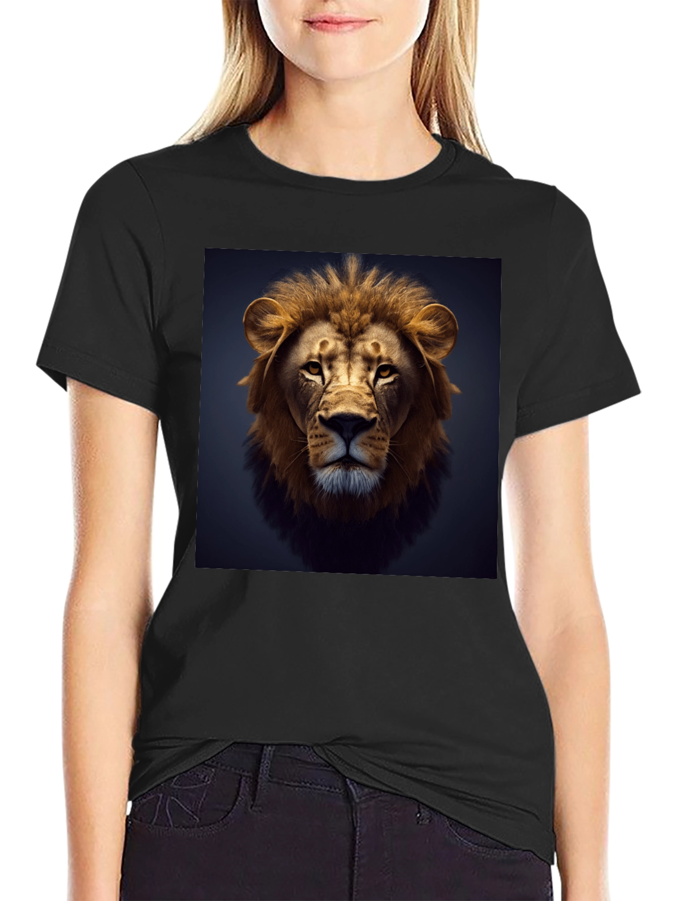 Black Lion Graphic Black T-Shirt view 2