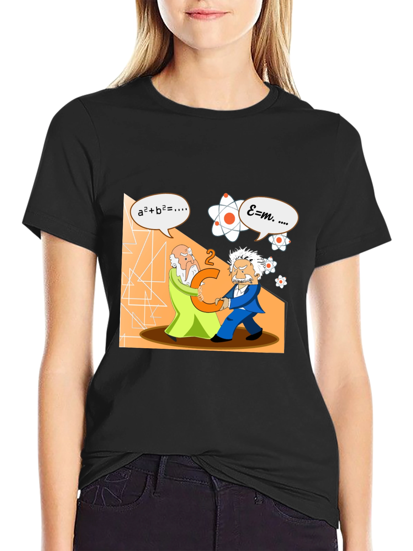 Black Science Humor T-Shirt: Einstein vs. Newton view 2