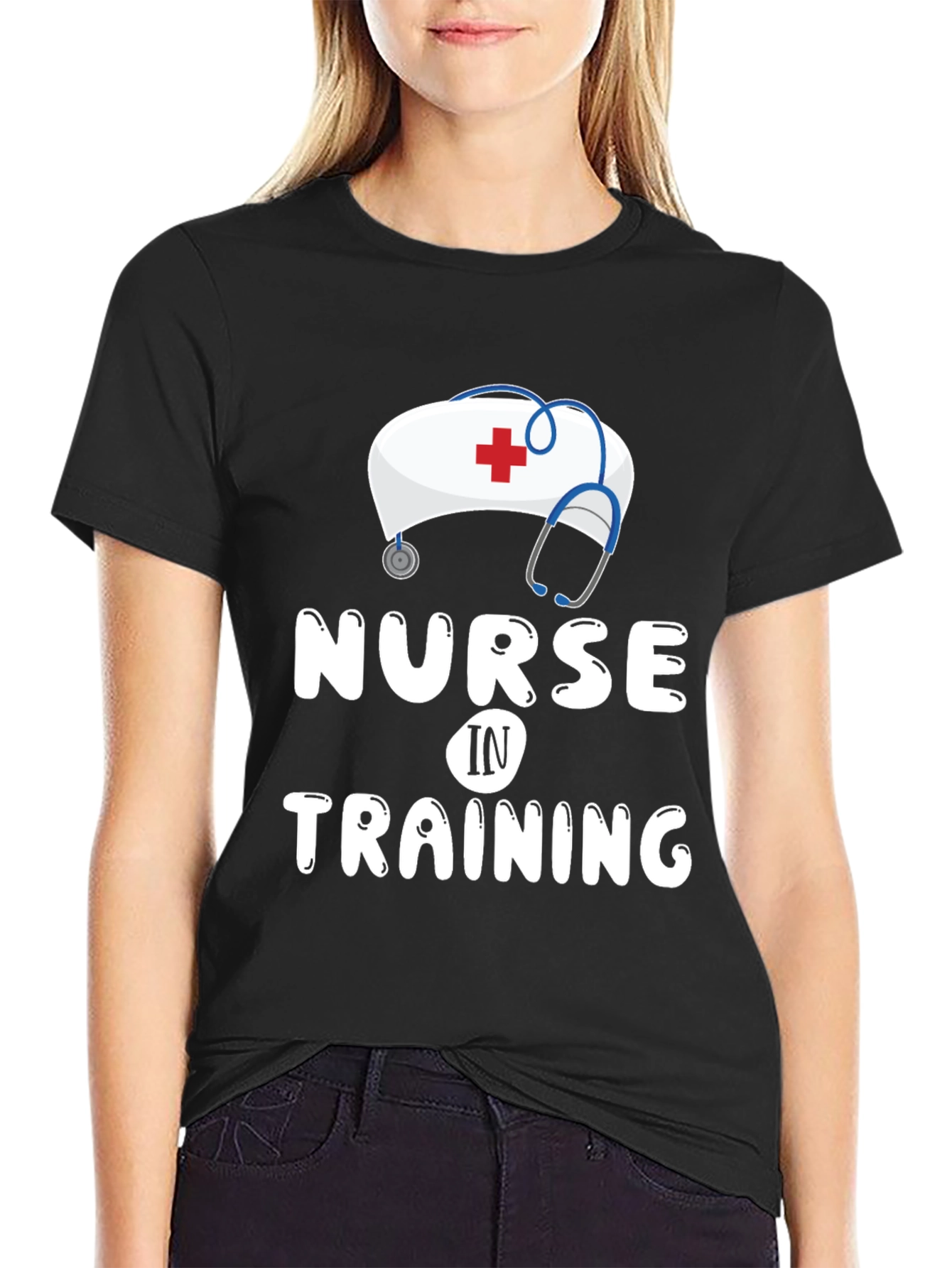 Black Nurse in Training Graphic T-Shirt - Medical Student Tee view 2