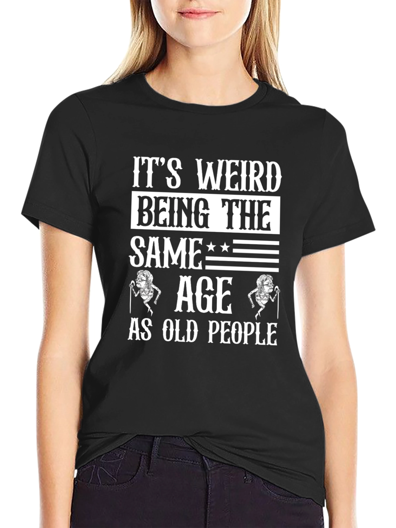 Black Funny 'Same Age as Old People' Graphic Tee view 2