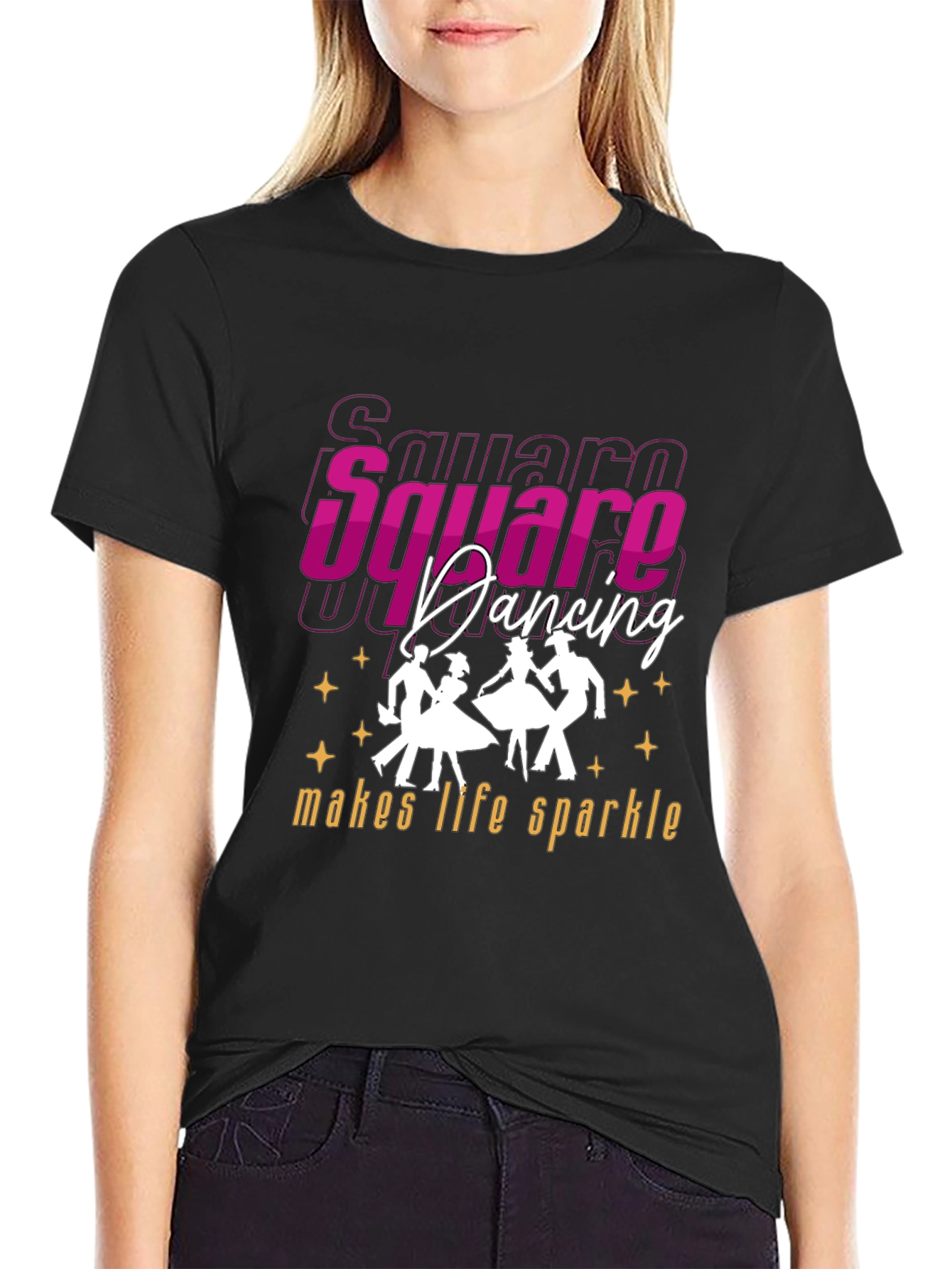 Black Square Dancing Makes Life Sparkle T-Shirt view 2