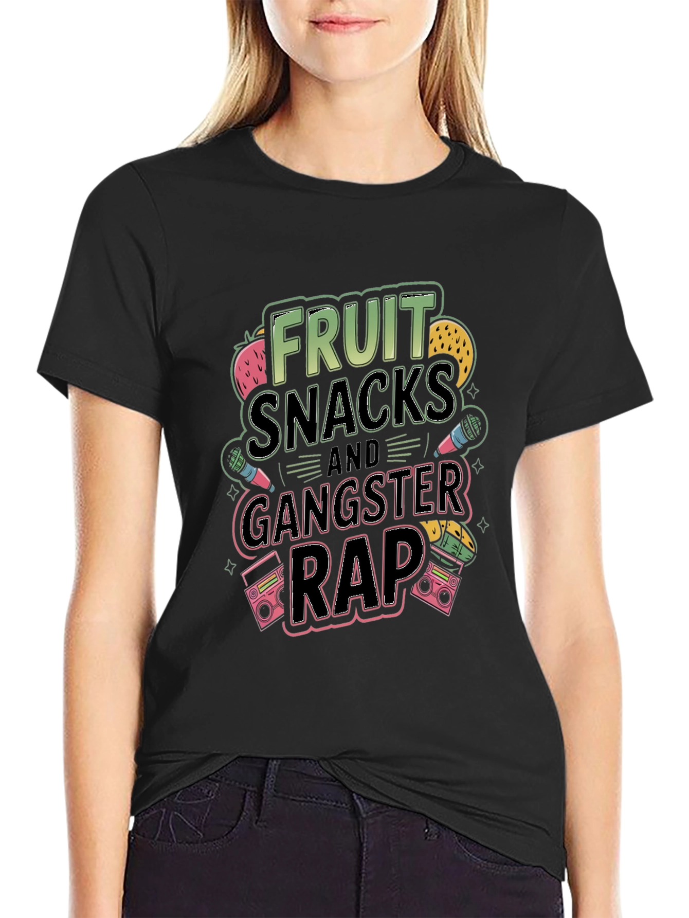 Black Fruit Snacks and Gangster Rap T-Shirt view 2