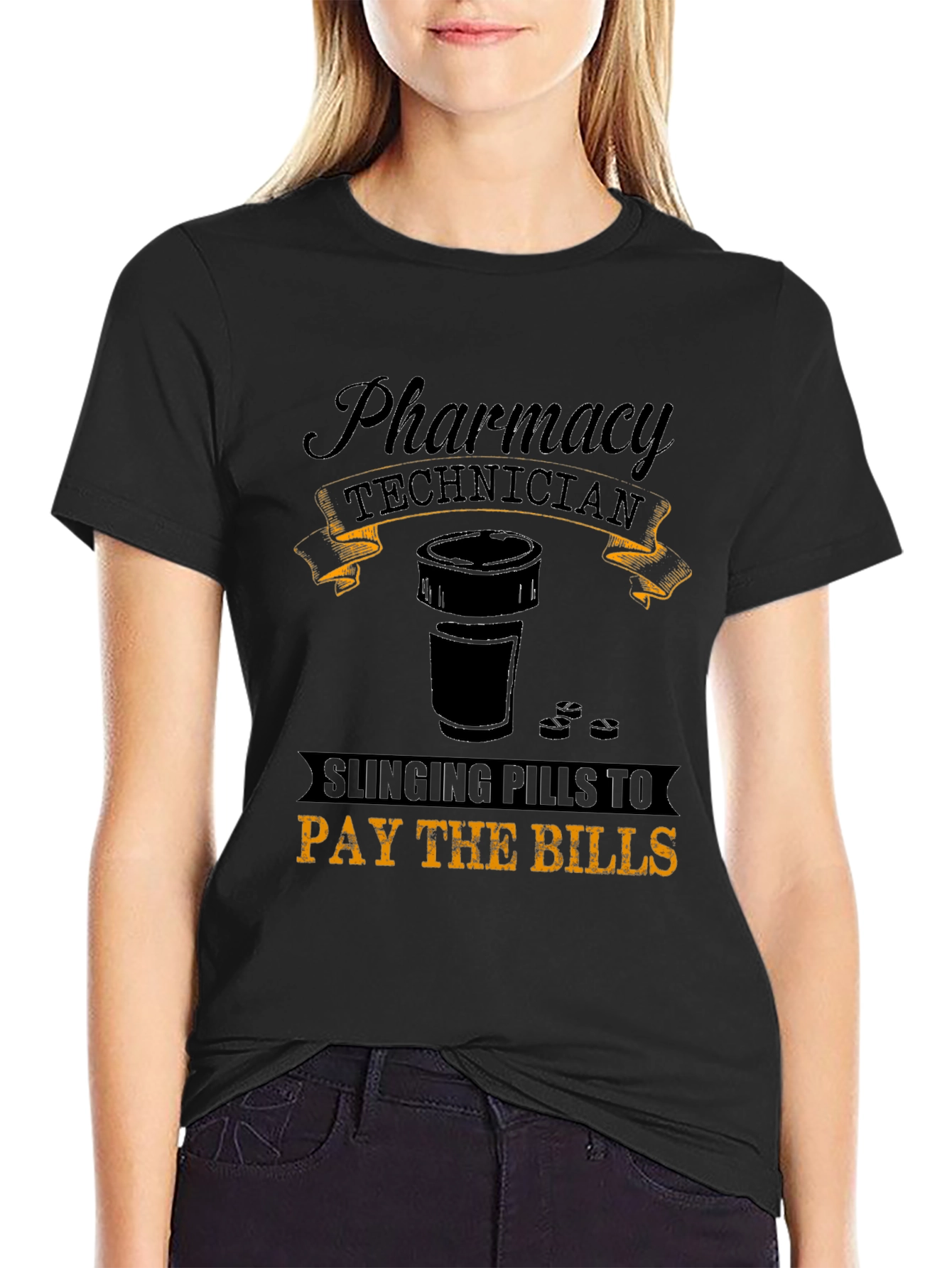 Black Pharmacy Technician Funny Graphic T-Shirt view 2