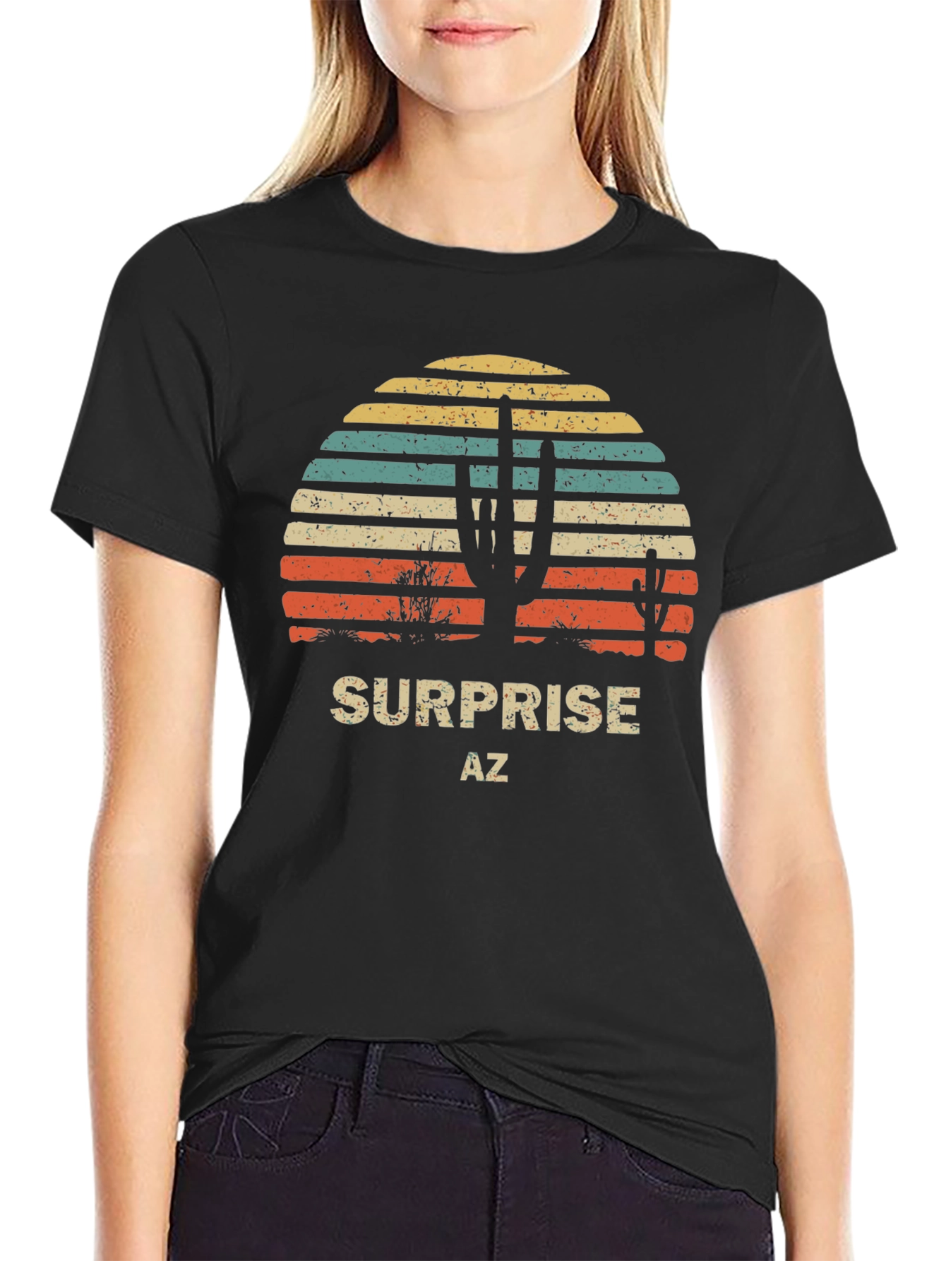 Black Surprise AZ Retro Sunset T-Shirt view 2