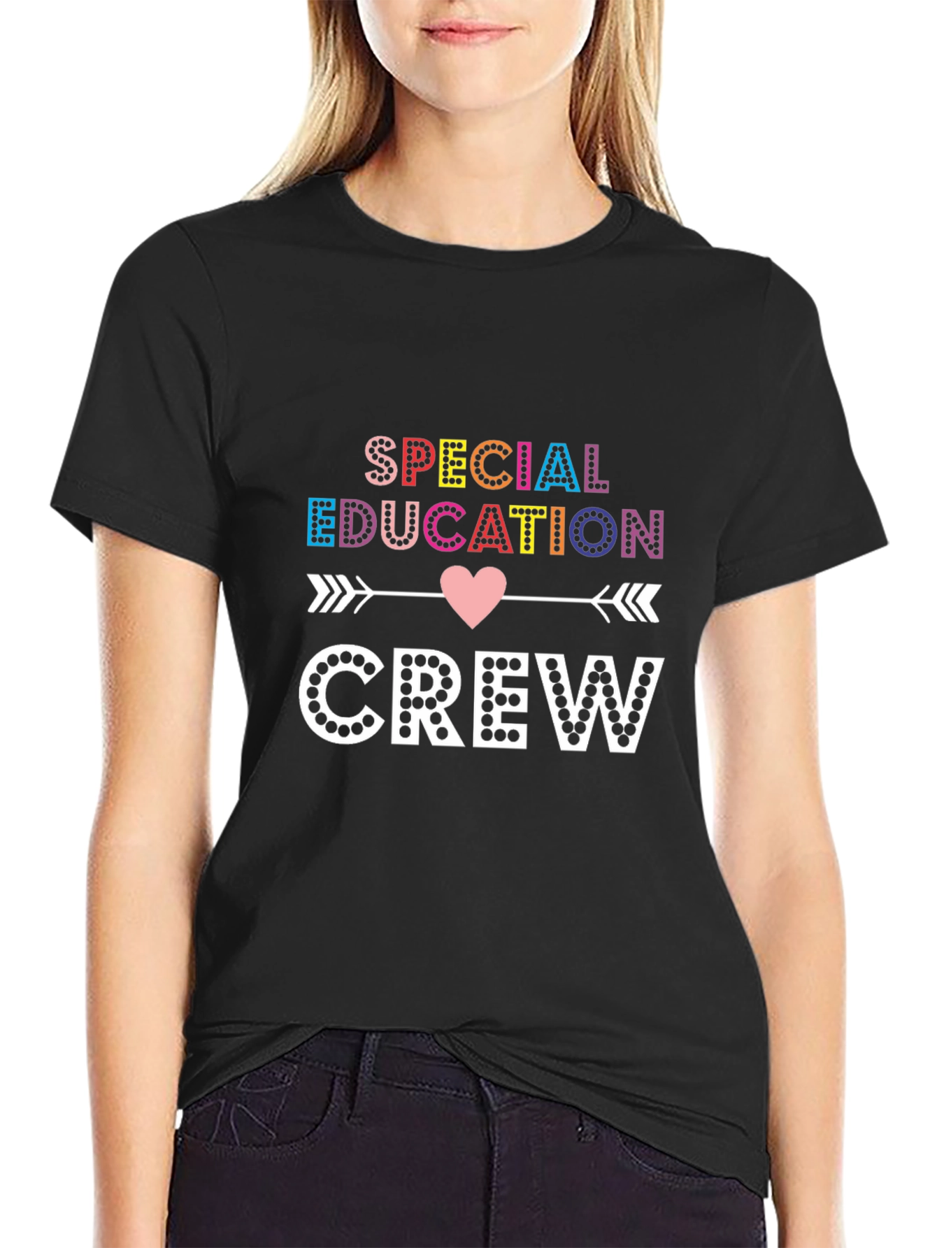 Black Special Education Crew T-Shirt Teacher Support view 2