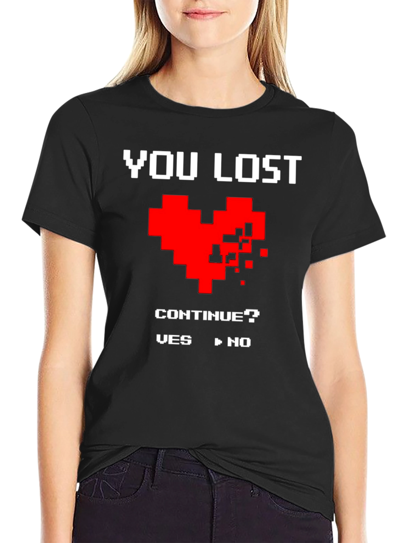 Black You Lost Heart Gamer T-Shirt view 2