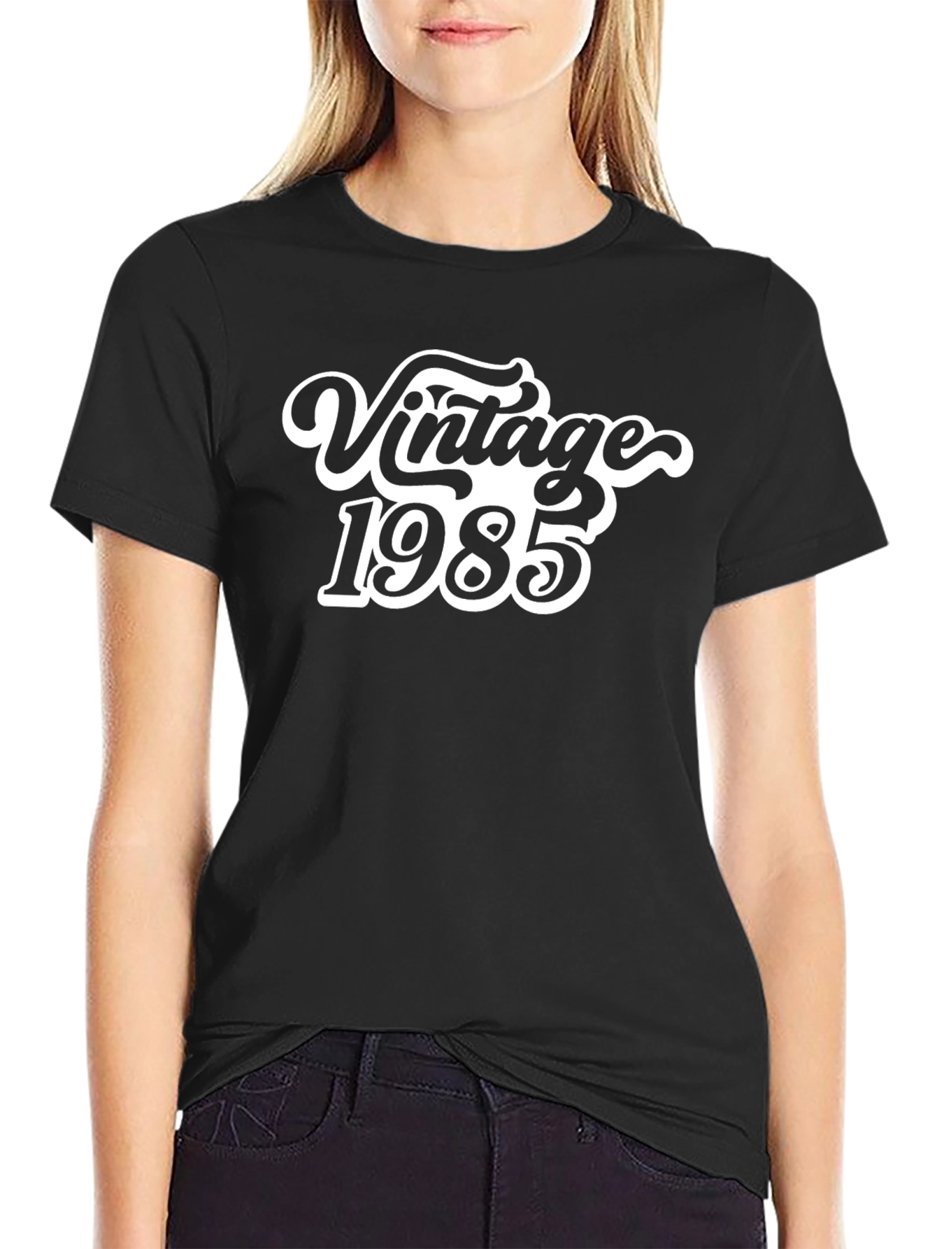 Black Vintage 1985 Graphic T-Shirt - Retro Style view 2