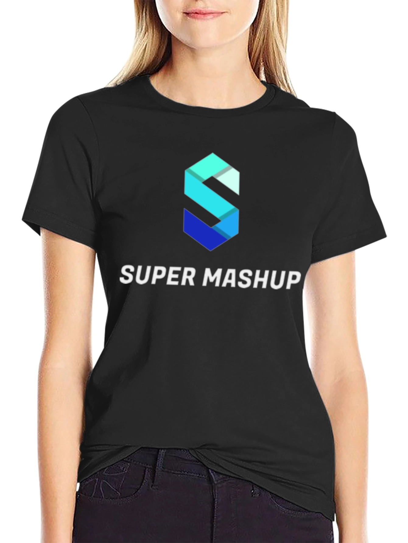 Black Super Mashup Black Graphic Tee view 2