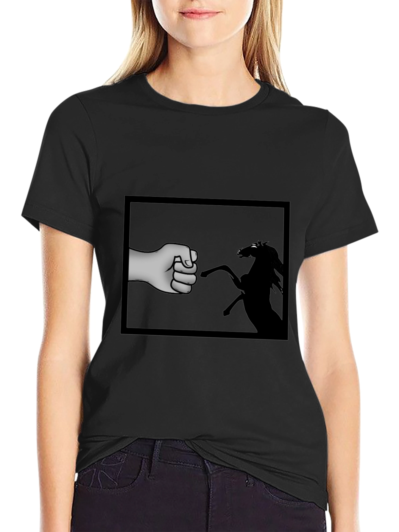 Black Fist Bump Horse Graphic T-Shirt - Black view 2