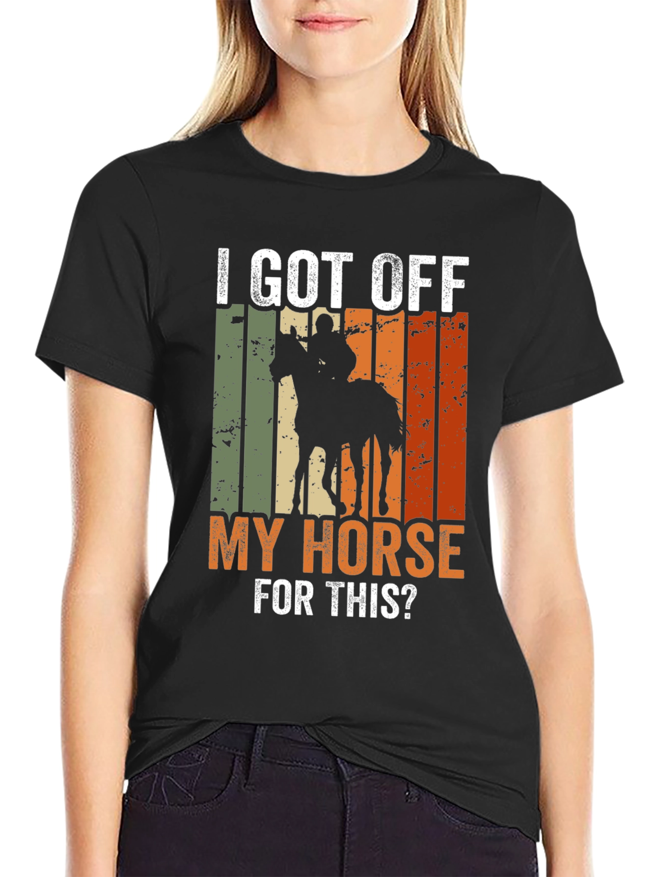 Black I Got Off My Horse For This? Novelty T-Shirt view 2
