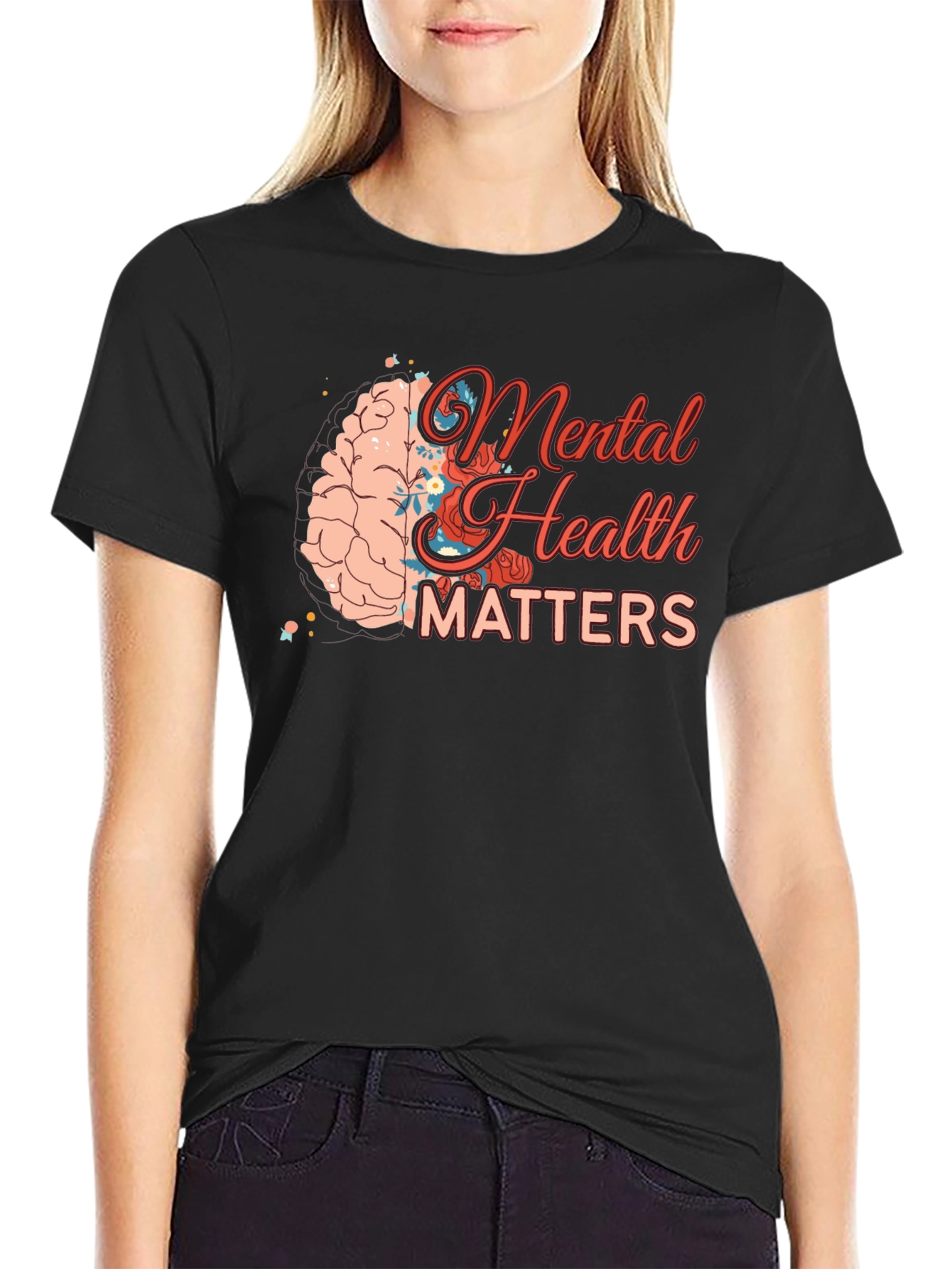 Black Mental Health Matters Graphic Tee - Black view 2