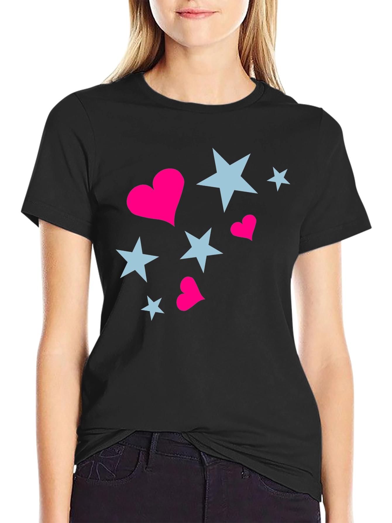 Black Stars & Hearts Black Tee view 2