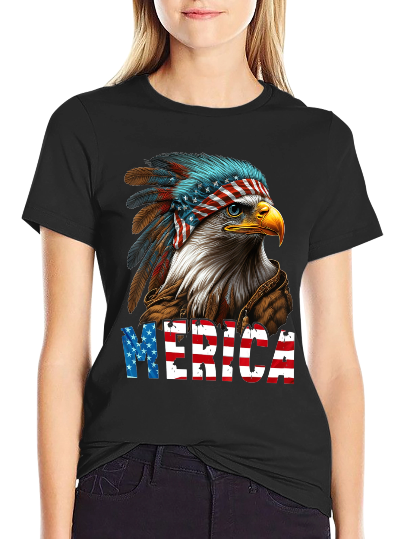Patriotic Eagle 'Merica' Graphic T-Shirt - 2
