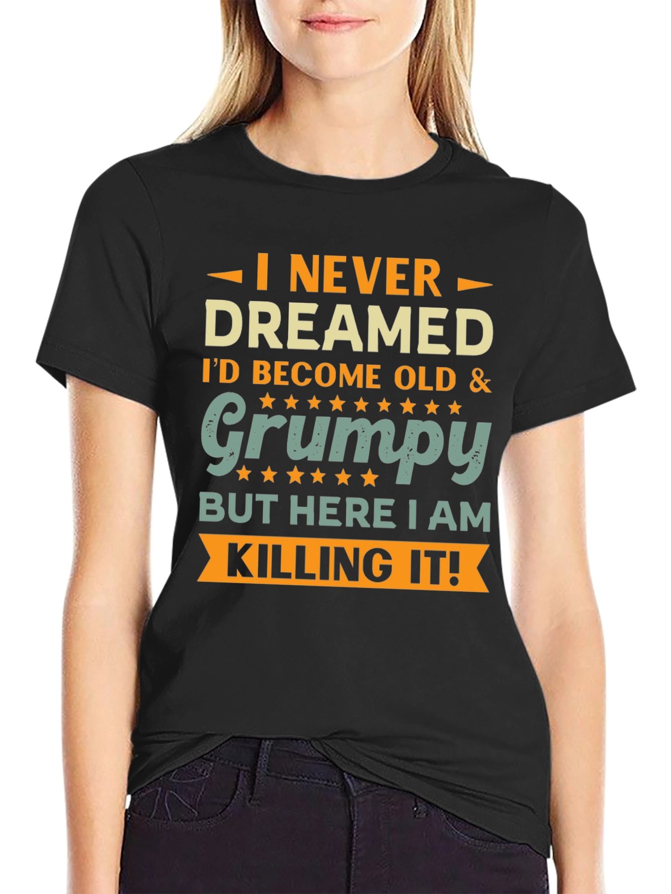 Black Funny Old & Grumpy T-Shirt view 2