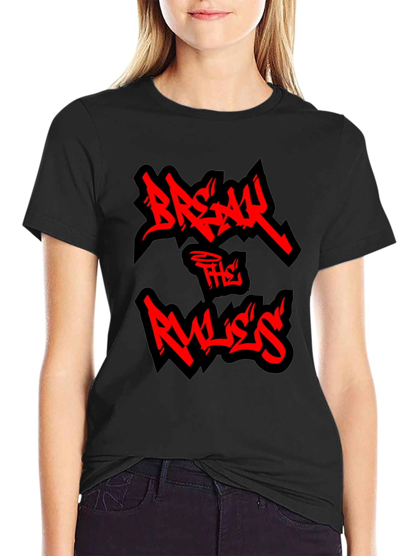 Black Break the Rules Graphic Tee - Black T-Shirt view 2