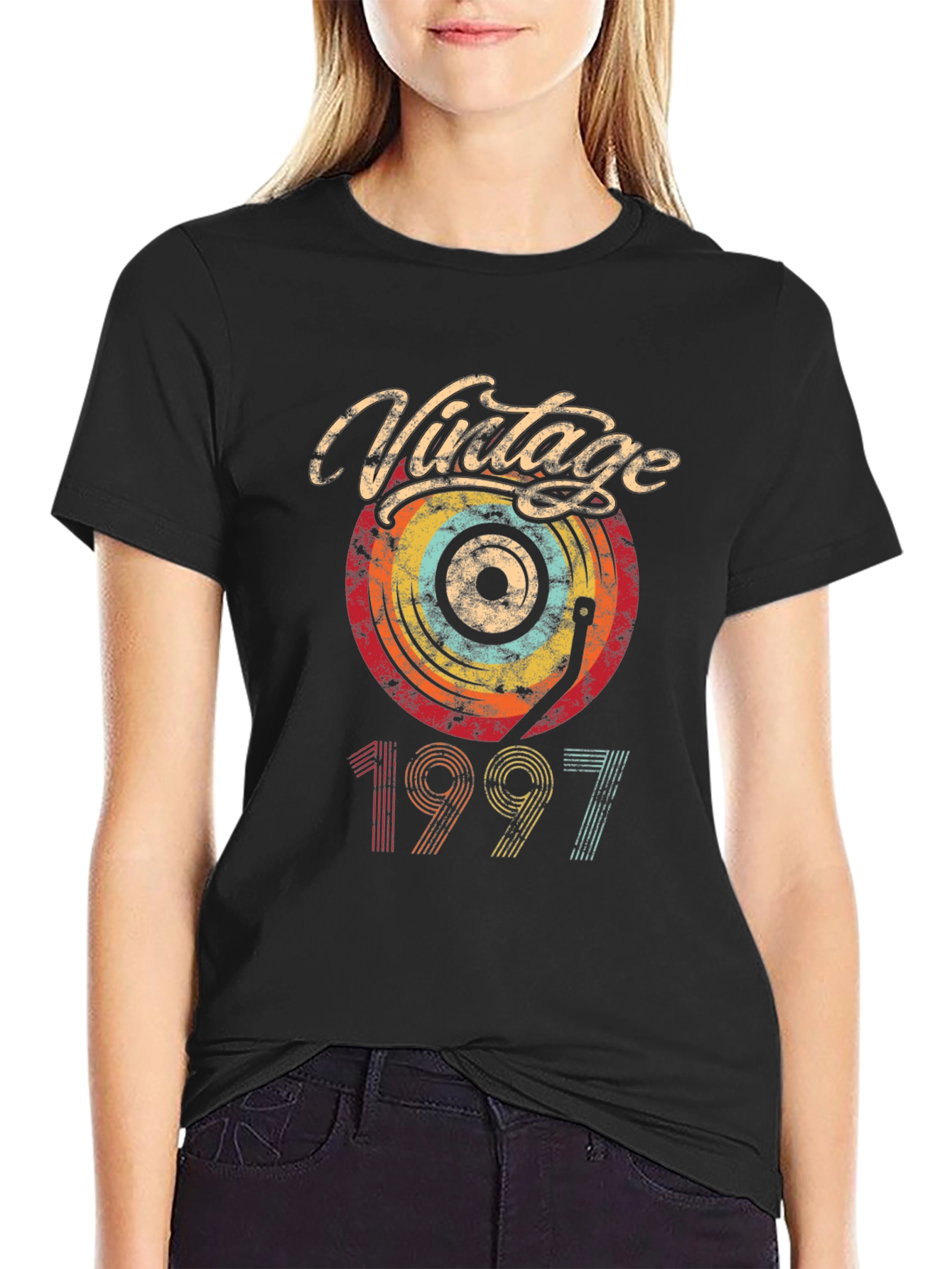 Black Vintage 1997 Record T-Shirt view 2