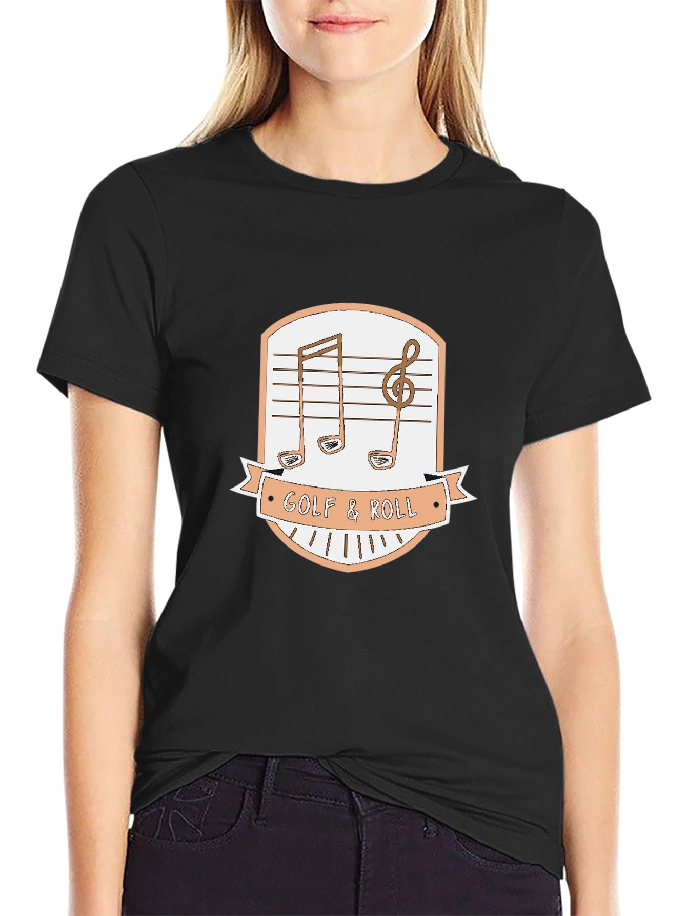 Black Golf & Roll Graphic Tee - Music Golf Lover Shirt view 2