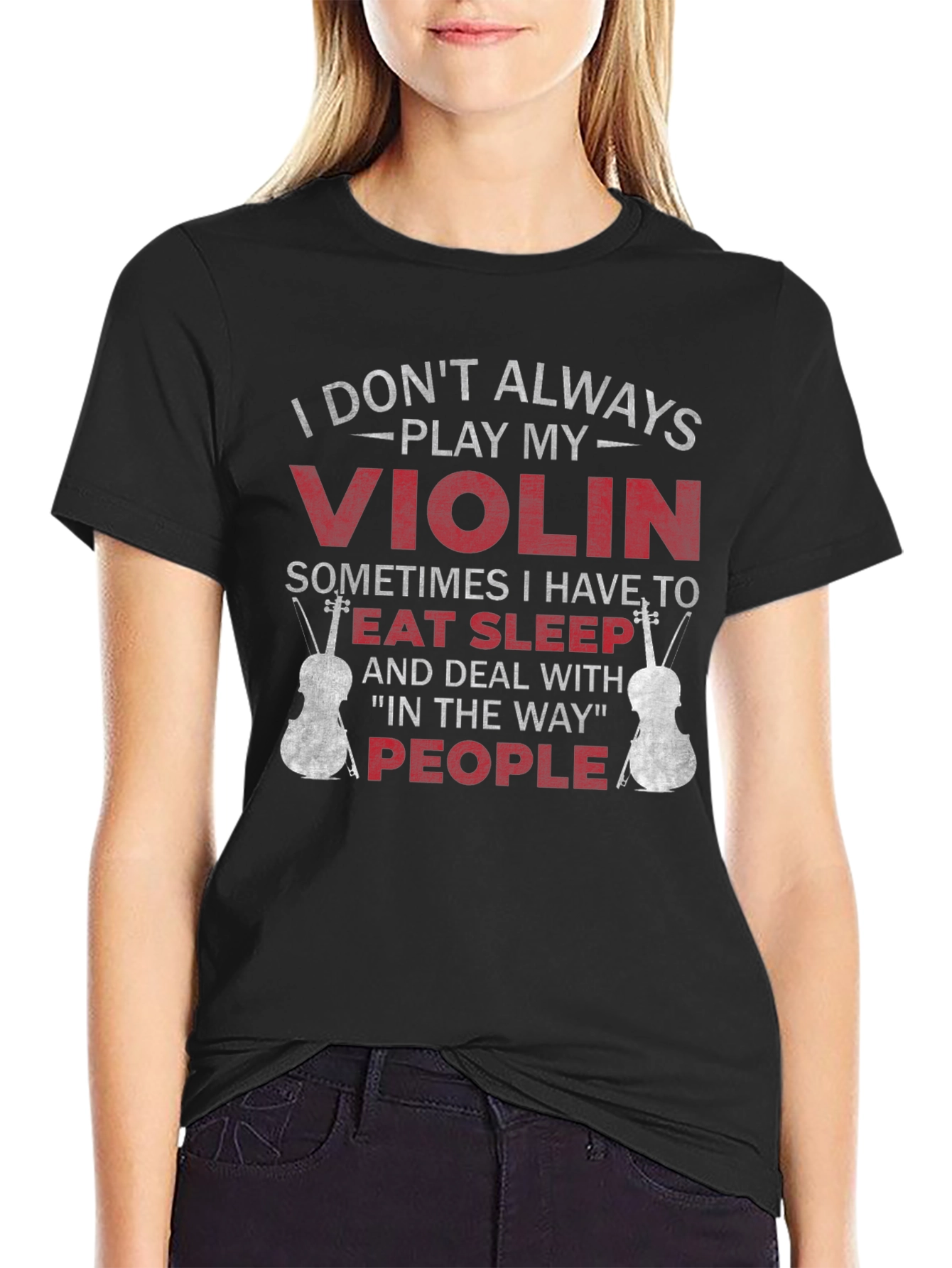 Black Violin Player T-Shirt - Eat Sleep People Funny Tee view 2