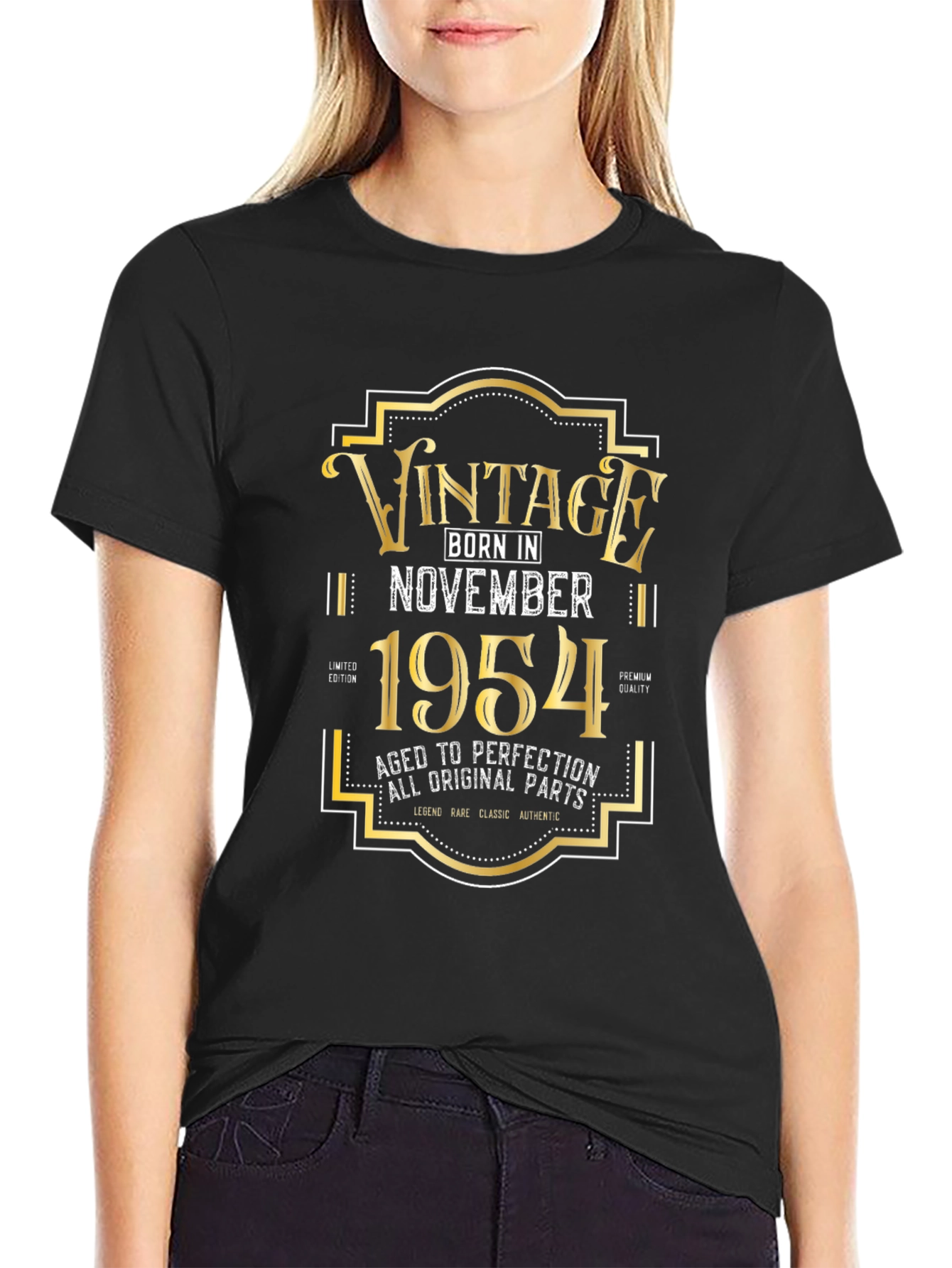 Black Vintage November 1954 Birthday T-Shirt view 2